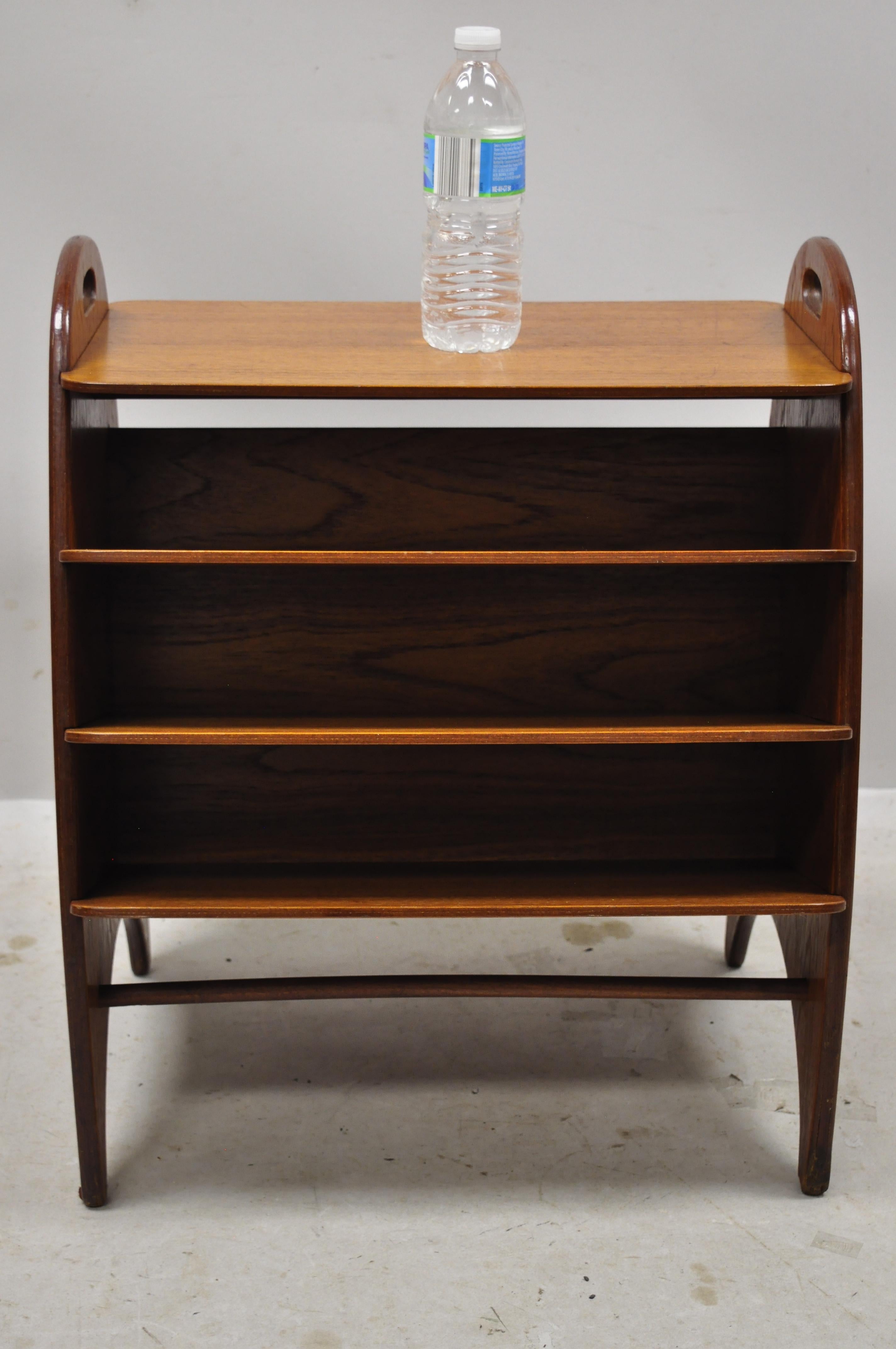 Midcentury Danish Modern Teak Wood Magazine Rack Book Stand Bookcase Side Table 5