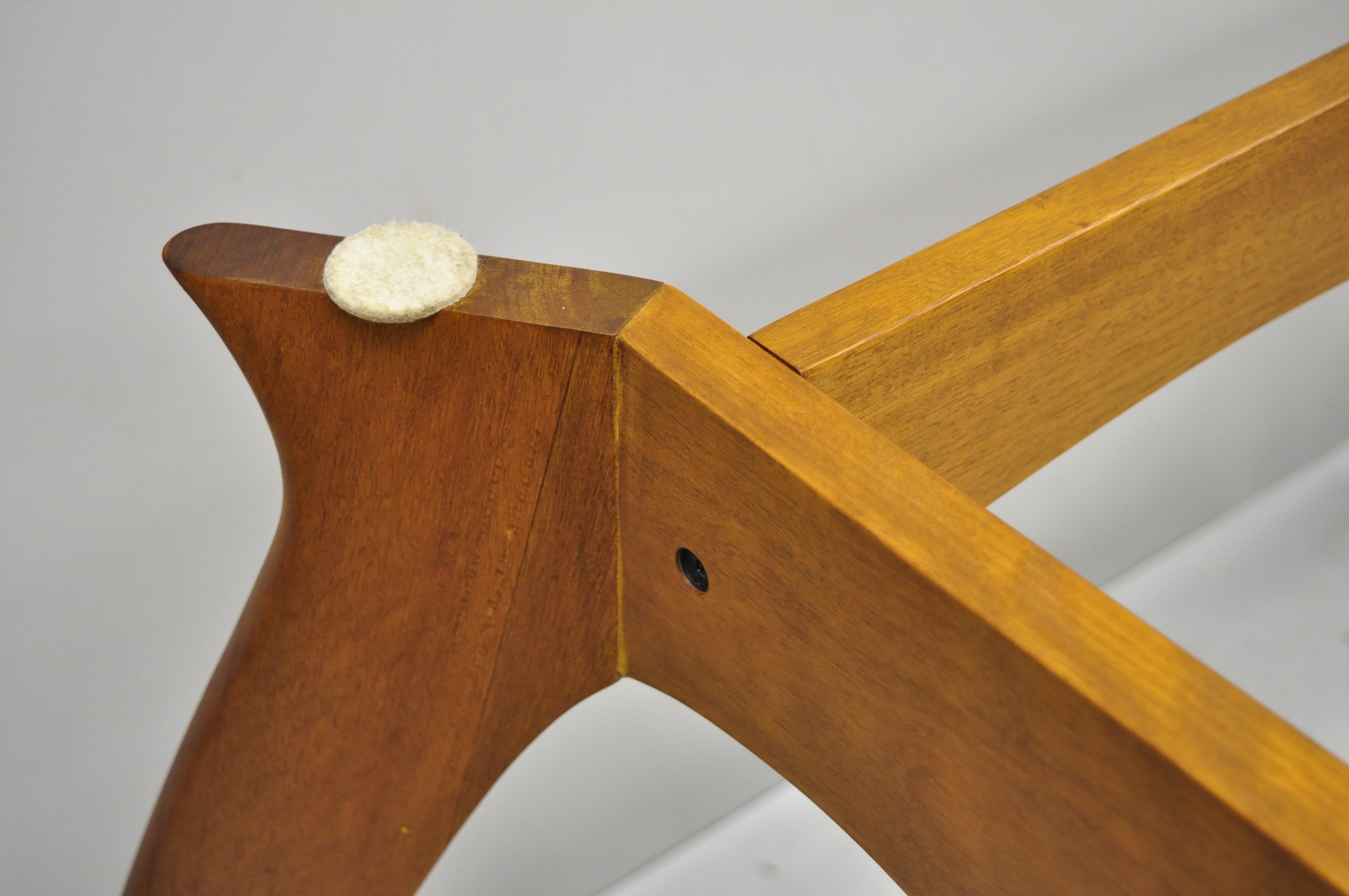 Mid Century Danish Modern Teak Wood Sculptural Dining Room Table Base 1