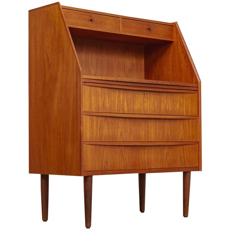 Midcentury Danish Modern Teak Wood Secretary Desk 1960s