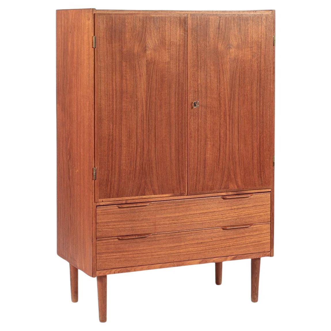 Mid Century Danish Modern Teak Wood Storage or Bar Cabinet For Sale