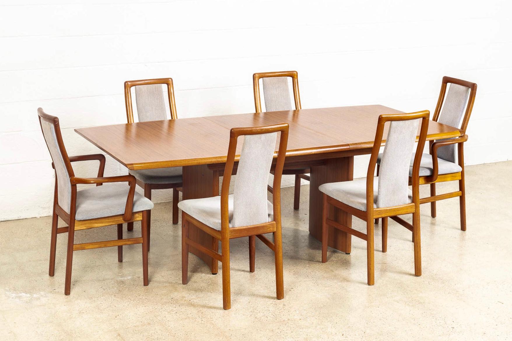Mid-Century Danish Modern Teak Wood Upholstered Dining Chairs, Set of 6 For Sale 2