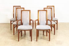 Mid-Century Danish Modern Teak Wood Upholstered Dining Chairs, Set of 6