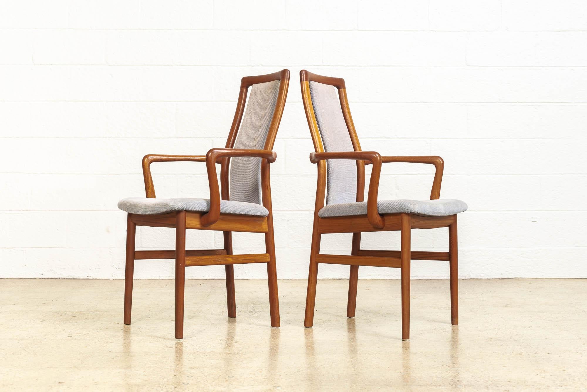 American Mid-Century Danish Modern Teak Wood Upholstered Dining Chairs, Set of 6 For Sale