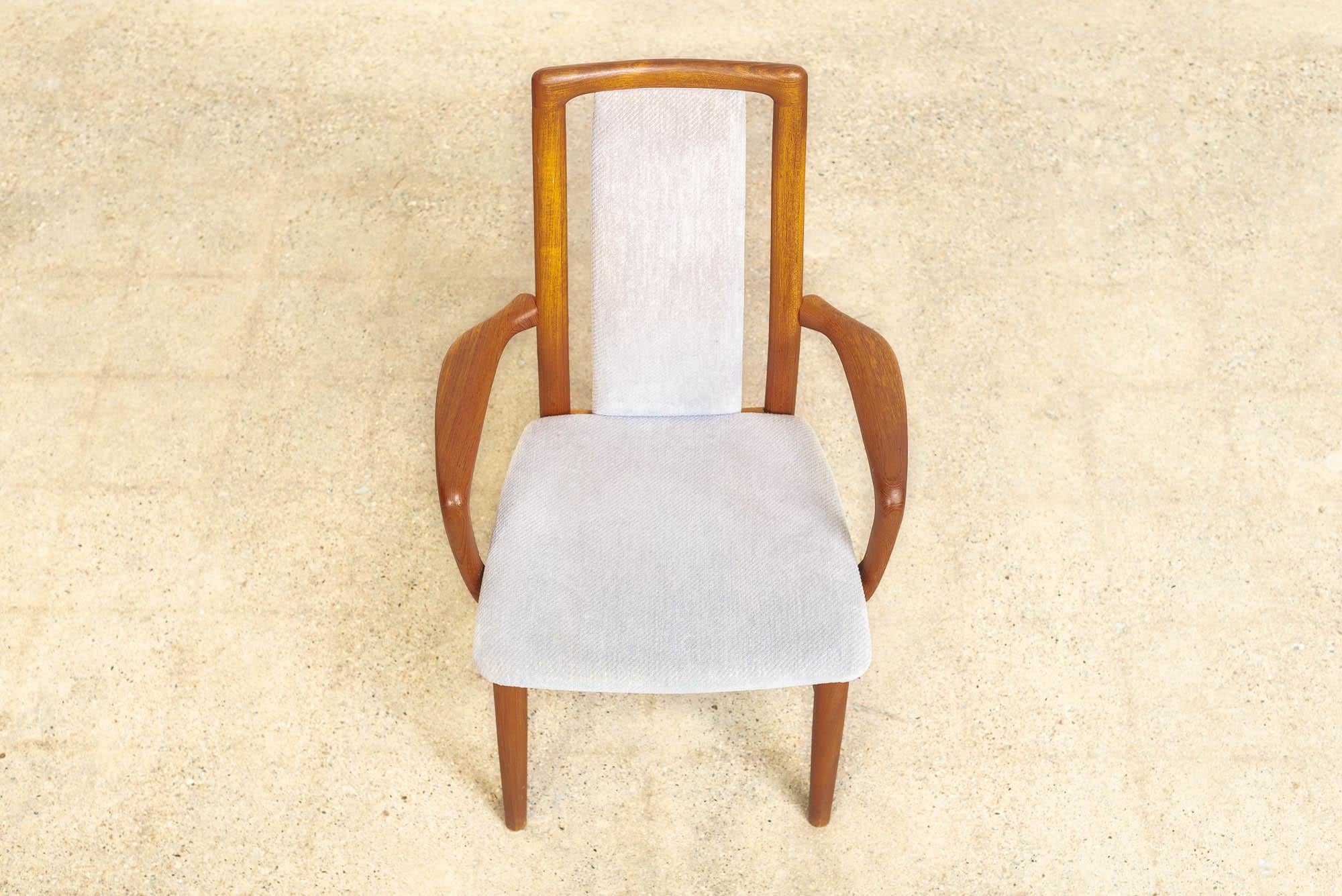 Mid-20th Century Mid-Century Danish Modern Teak Wood Upholstered Dining Chairs, Set of 6 For Sale