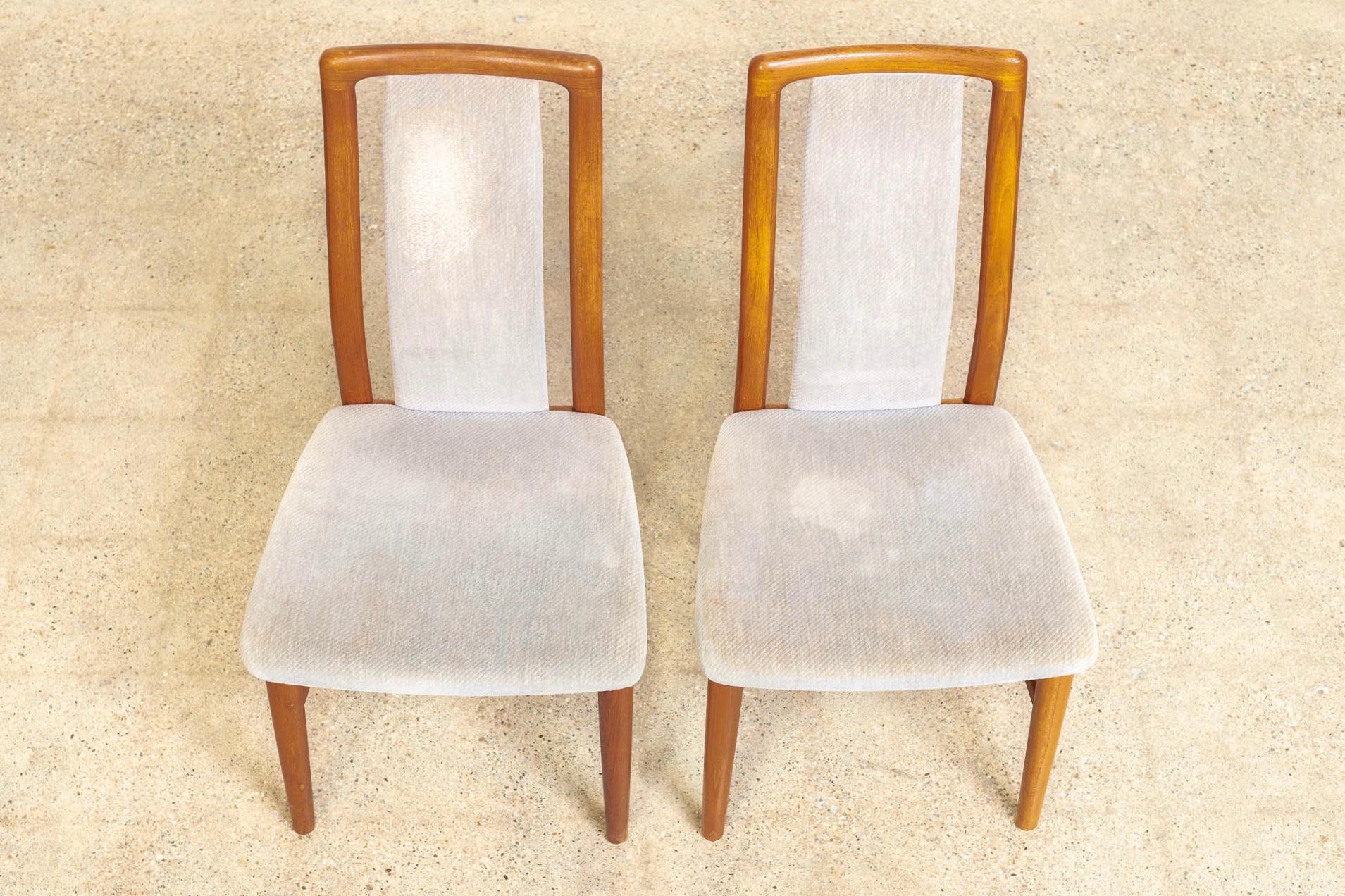 Mid-Century Danish Modern Teak Wood Upholstered Dining Chairs, Set of 6 For Sale 1