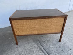 Midcentury Danish Modern Teak Writing Desk w/ Woven Wicker Front by Sligh Lowry