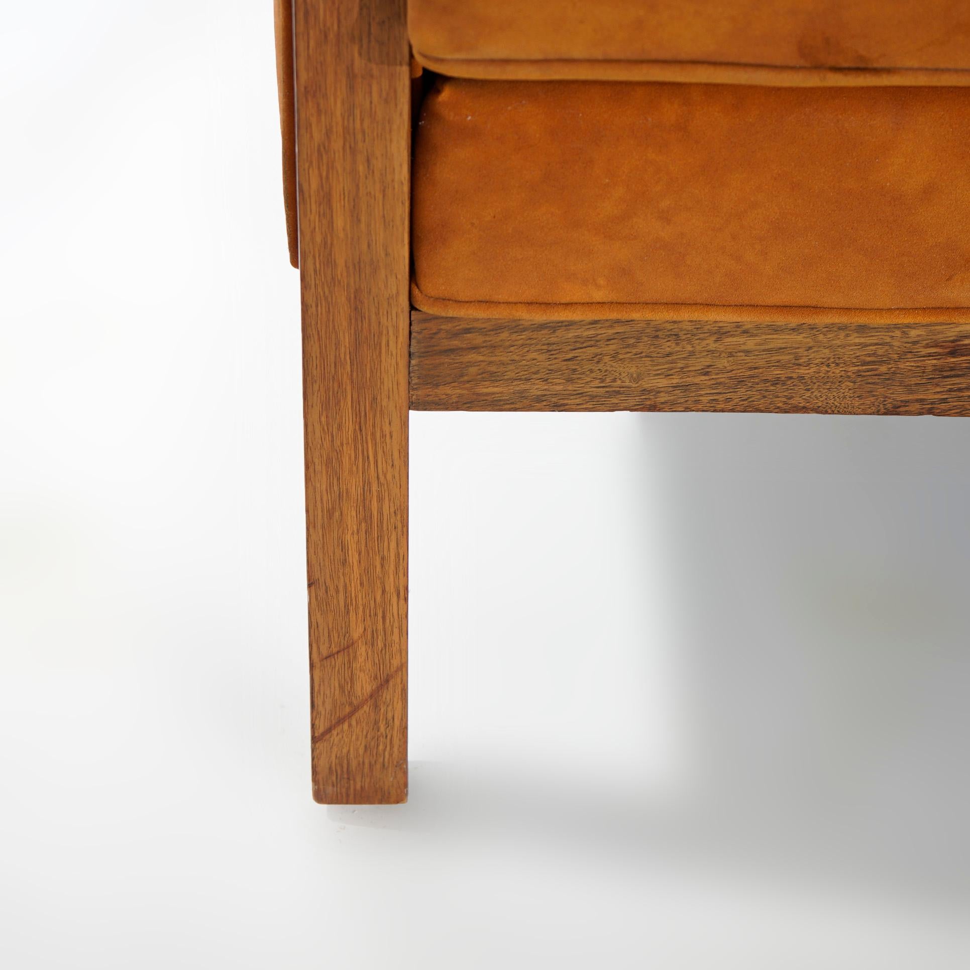 Mid Century Danish Modern Thomasville Walnut & Faux Leather Sofa & Chair 20thC For Sale 3