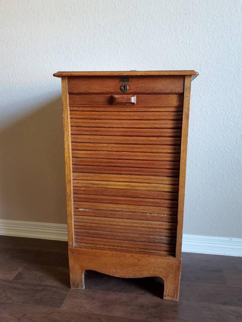Mid-Century Danish Modern Tiger Oak Tambour Chest In Good Condition In Forney, TX