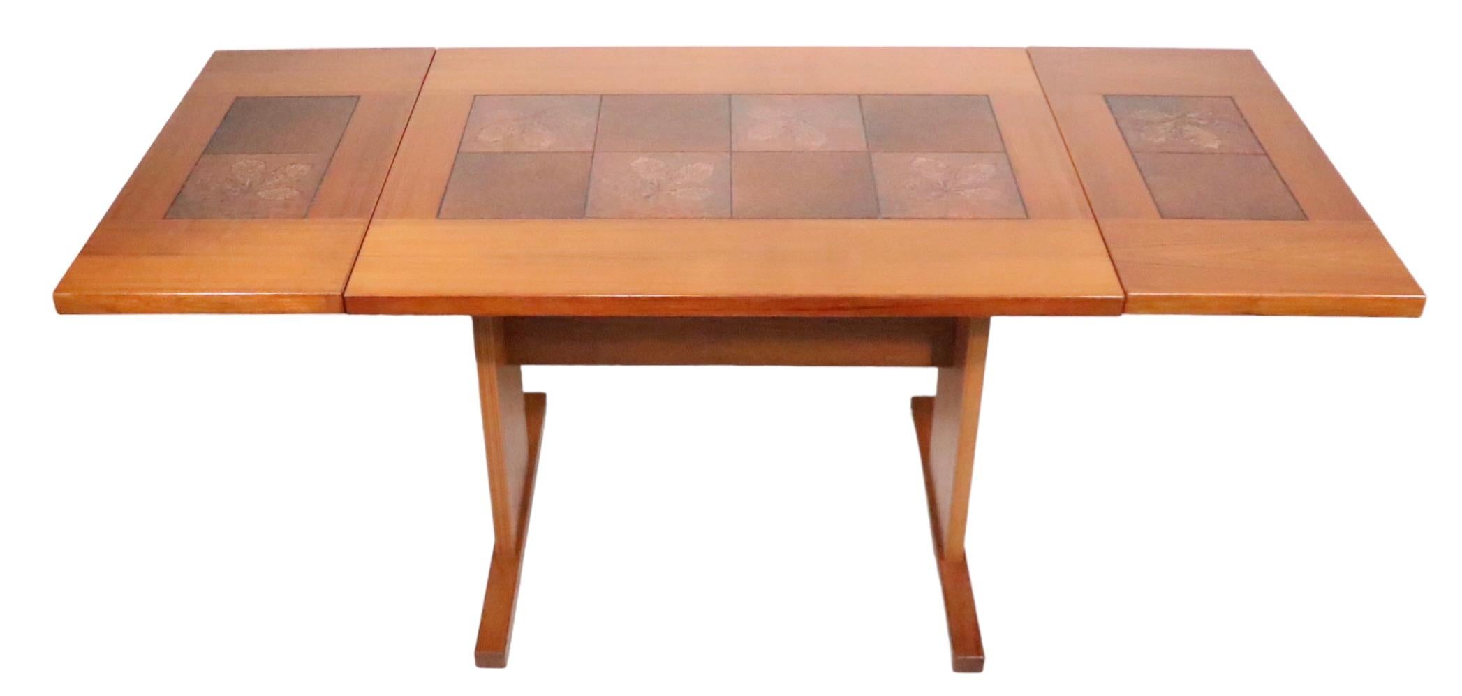 Mid Century Danish Modern Tile Top Drop Leaf Table by Gangso Mobler circa 1970s 4
