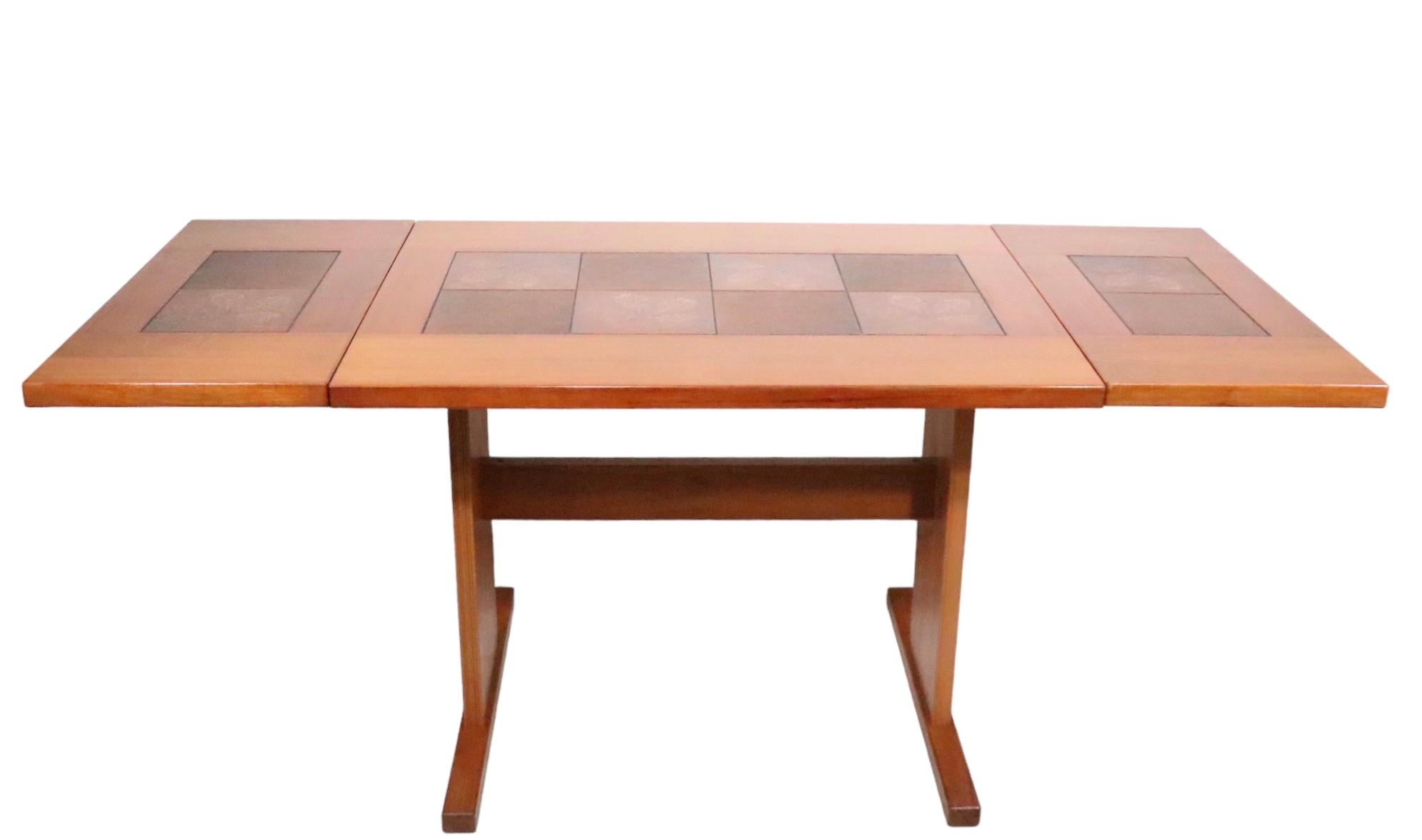 Mid Century Danish Modern Tile Top Drop Leaf Table by Gangso Mobler circa 1970s 5