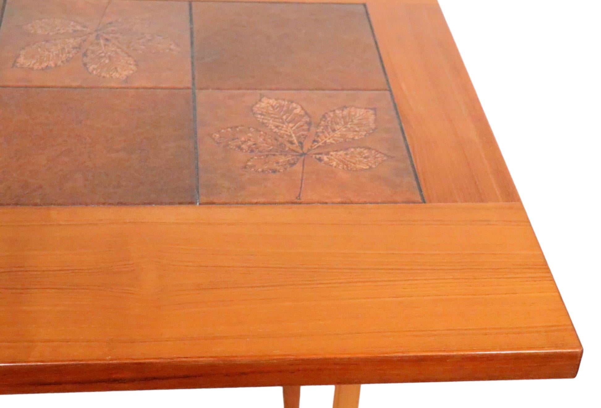 Mid Century Danish Modern Tile Top Drop Leaf Table by Gangso Mobler circa 1970s 8