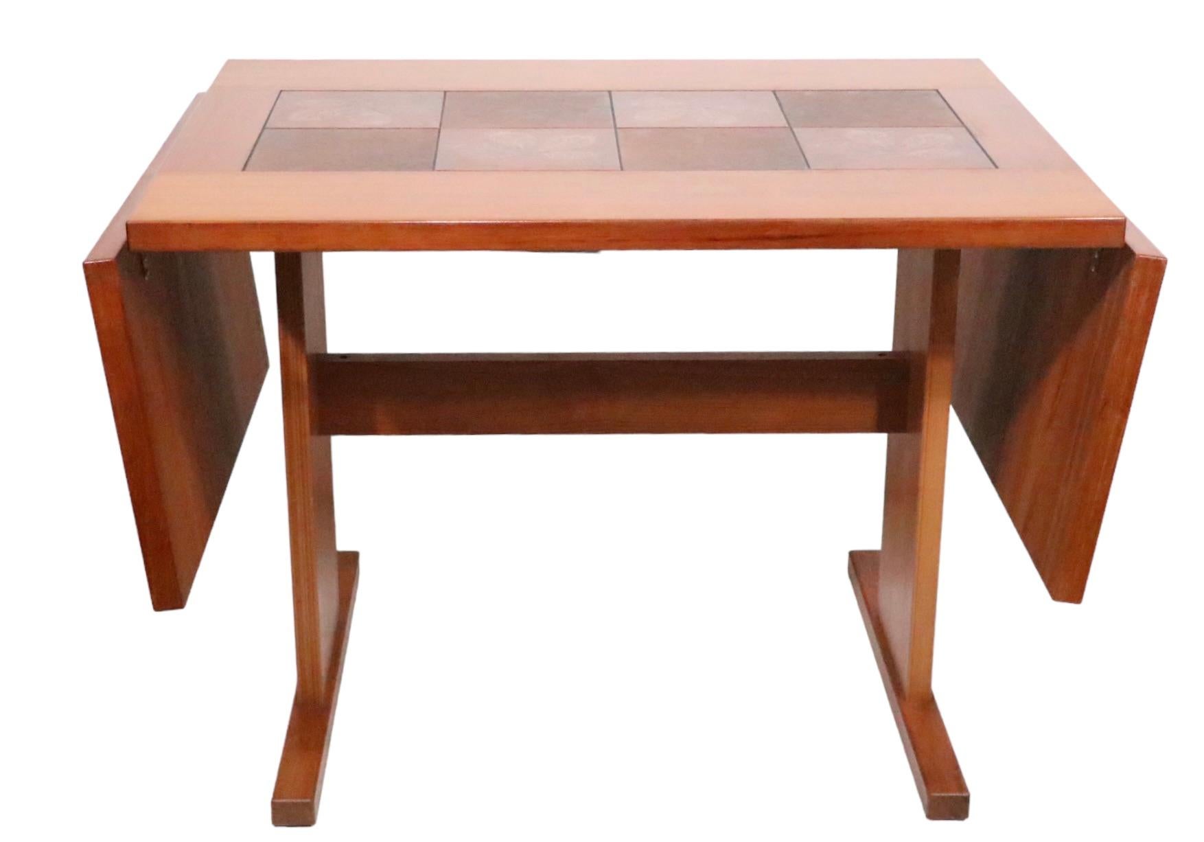 Late 20th Century Mid Century Danish Modern Tile Top Drop Leaf Table by Gangso Mobler circa 1970s