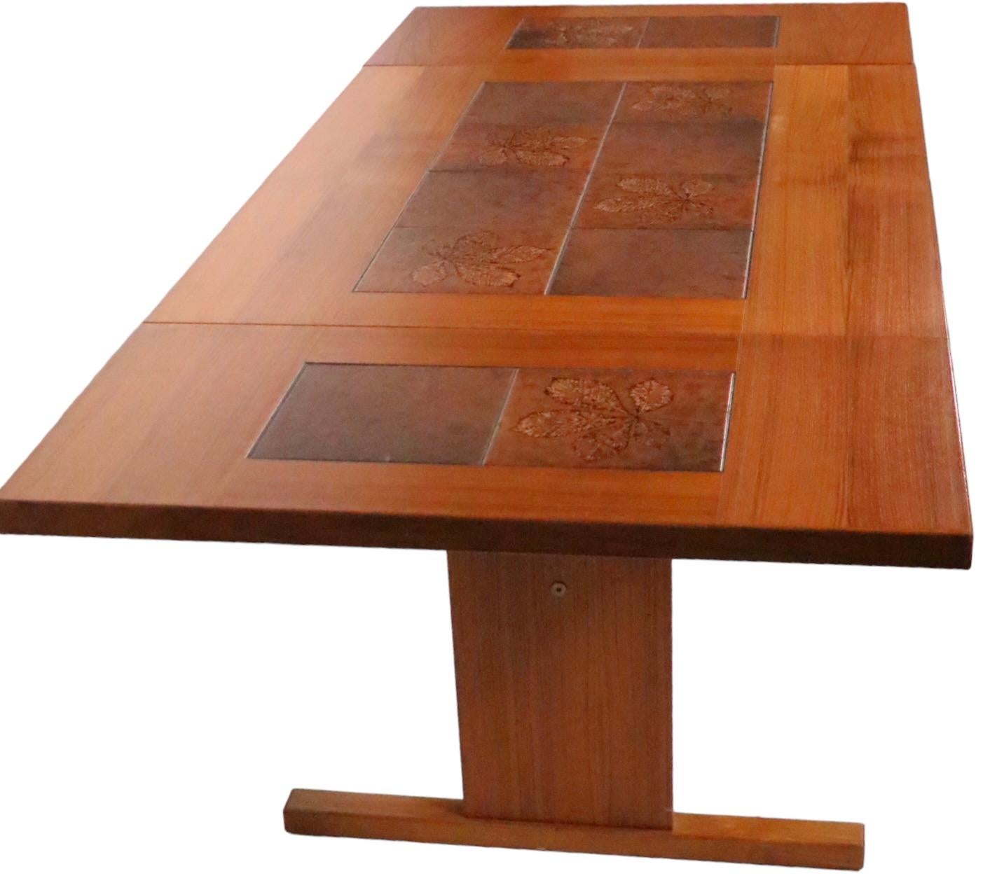 Mid Century Danish Modern Tile Top Drop Leaf Table by Gangso Mobler circa 1970s 1