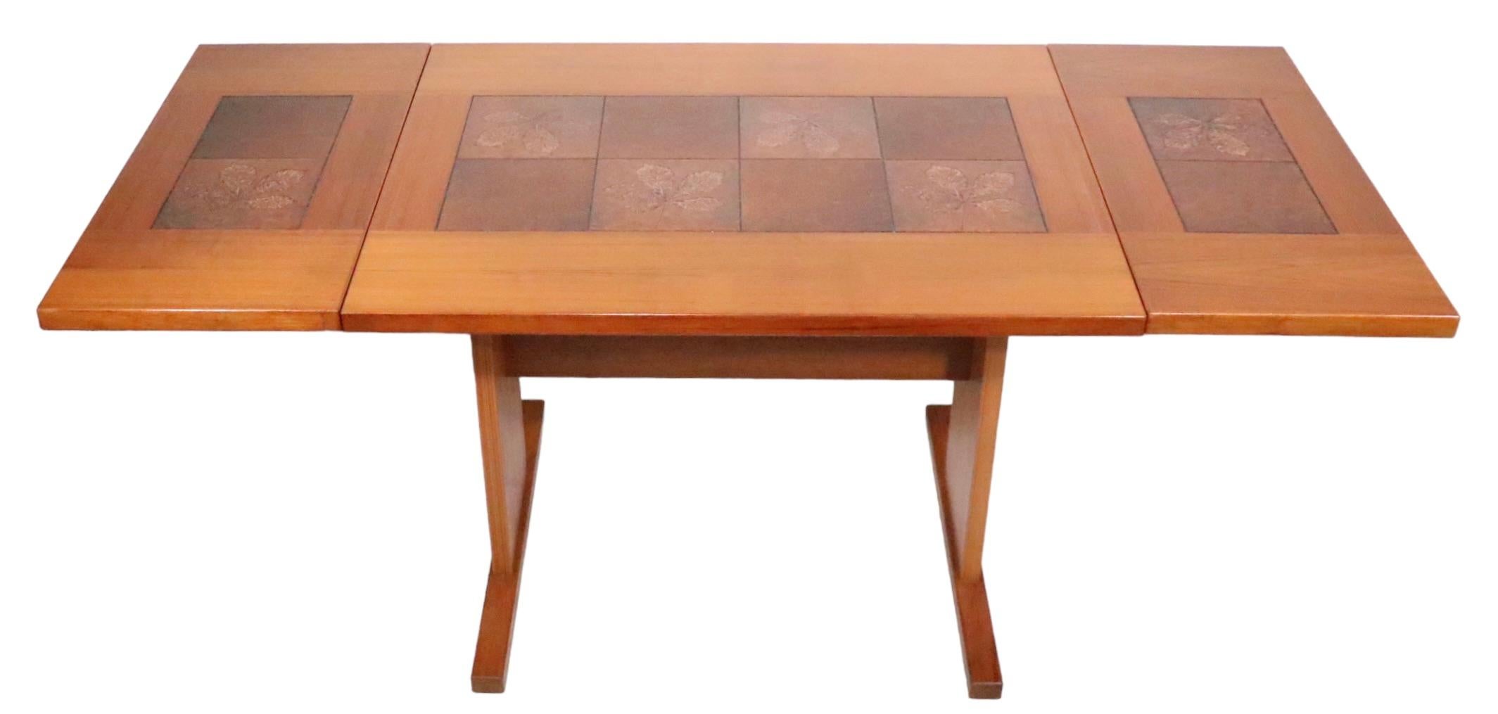 Mid Century Danish Modern Tile Top Drop Leaf Table by Gangso Mobler circa 1970s 3
