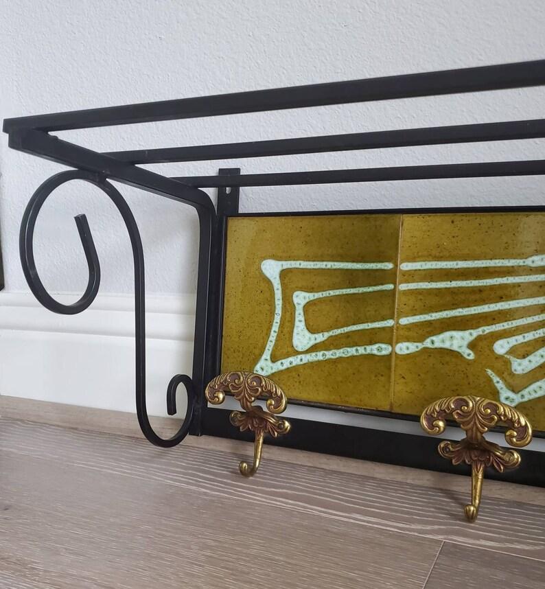 Brass Mid-Century Danish Modern Tile Wall Shelf For Sale