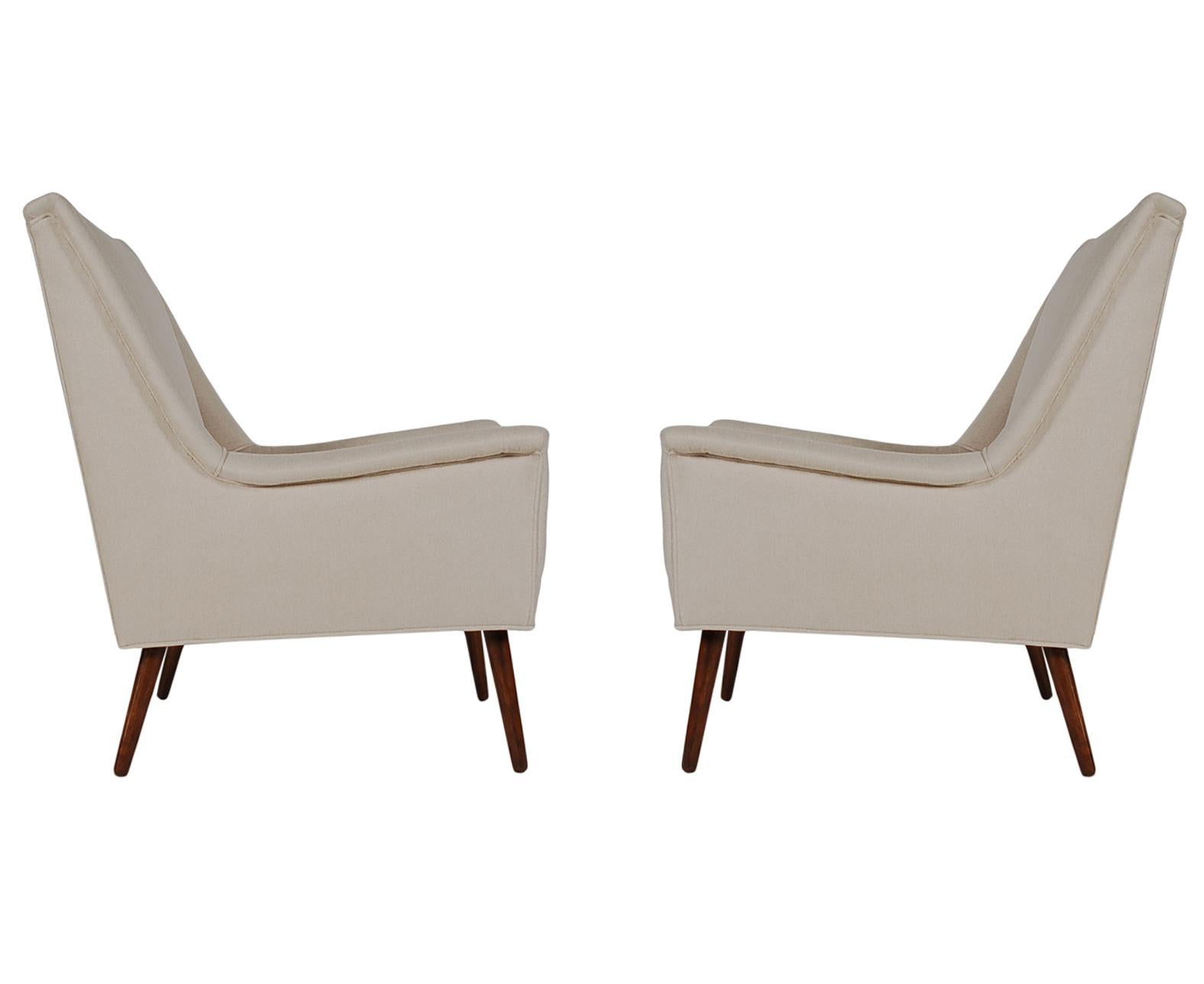 Midcentury Danish Modern Upholstered Armchair Lounge Chairs After DUX in Walnut 2