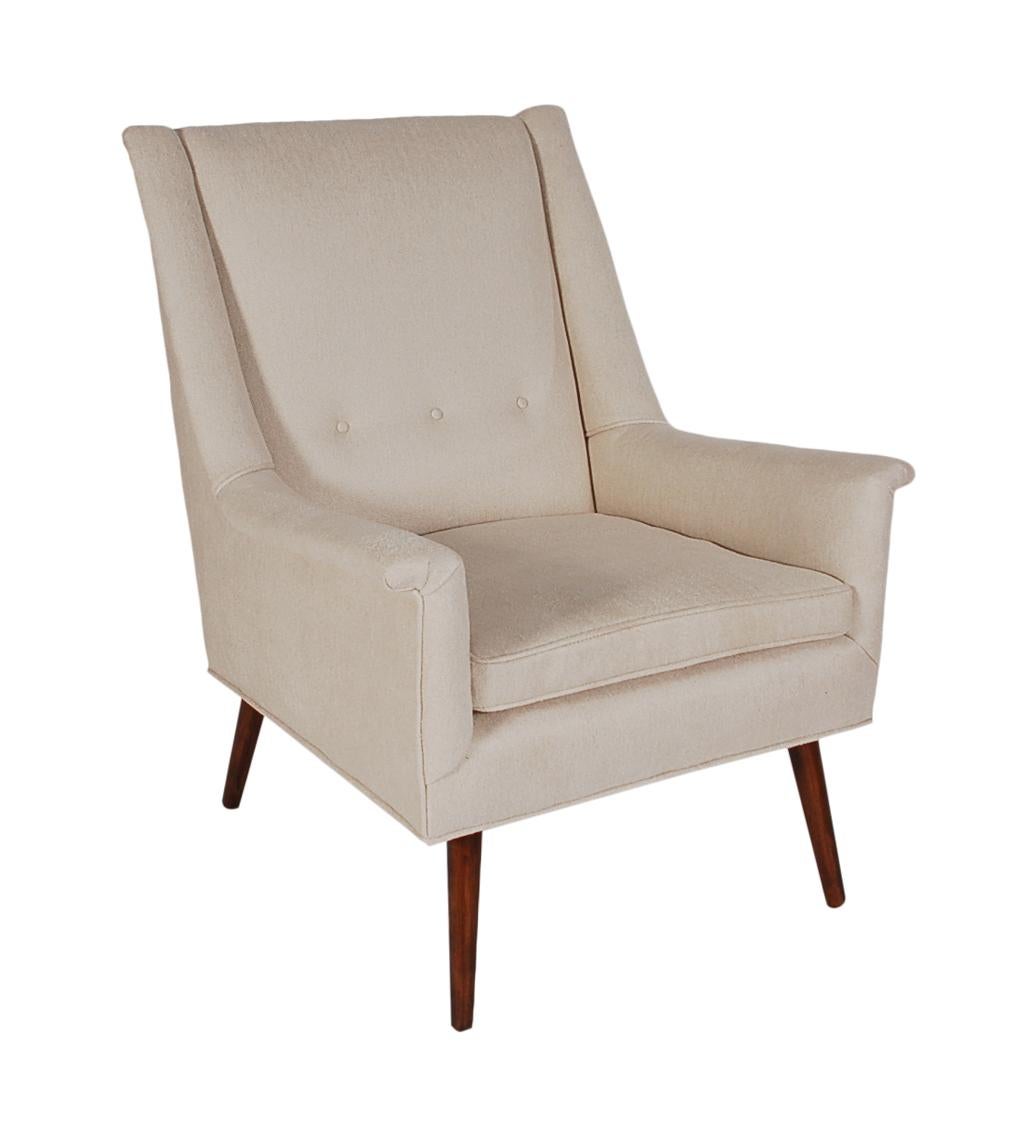 Midcentury Danish Modern Upholstered Armchair Lounge Chairs After DUX in Walnut For Sale 1