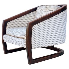 Mid-Century Danish Modern Upholstered Lounge Chair with Cantilevered Walnut