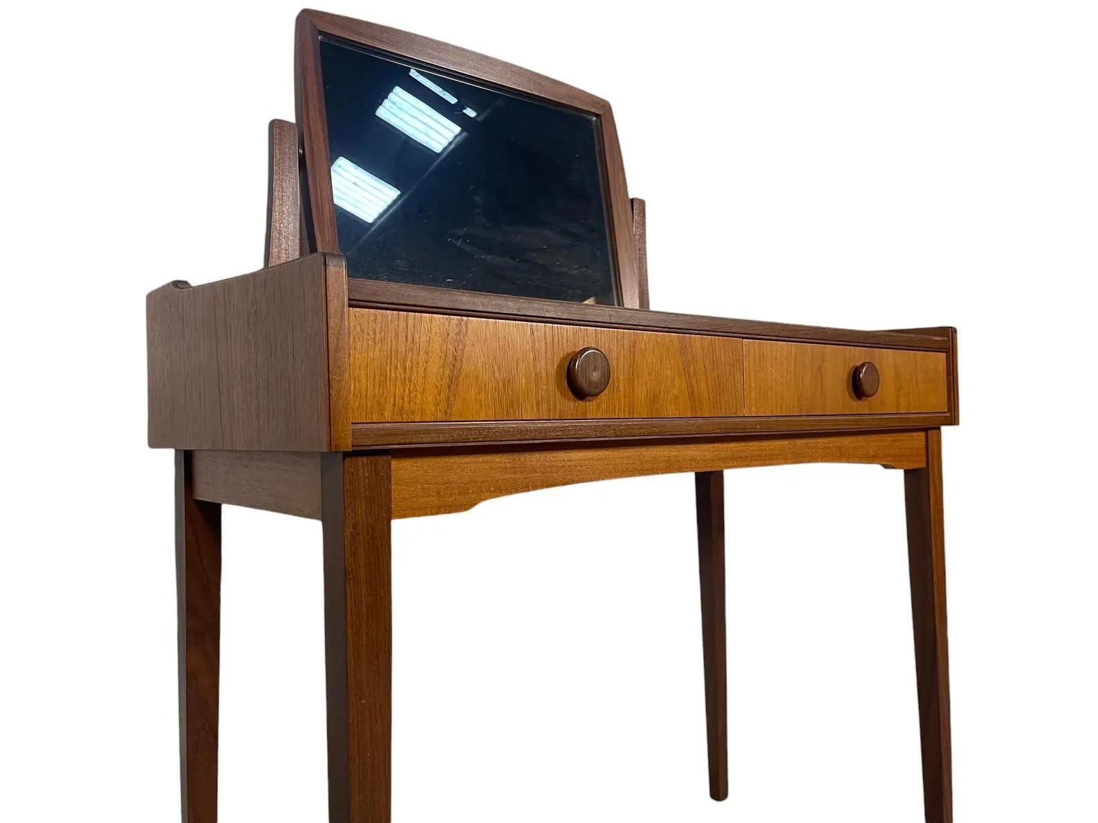 Mid-Century Modern Mid Century Danish Modern Vanity Desk Table with Mirror For Sale