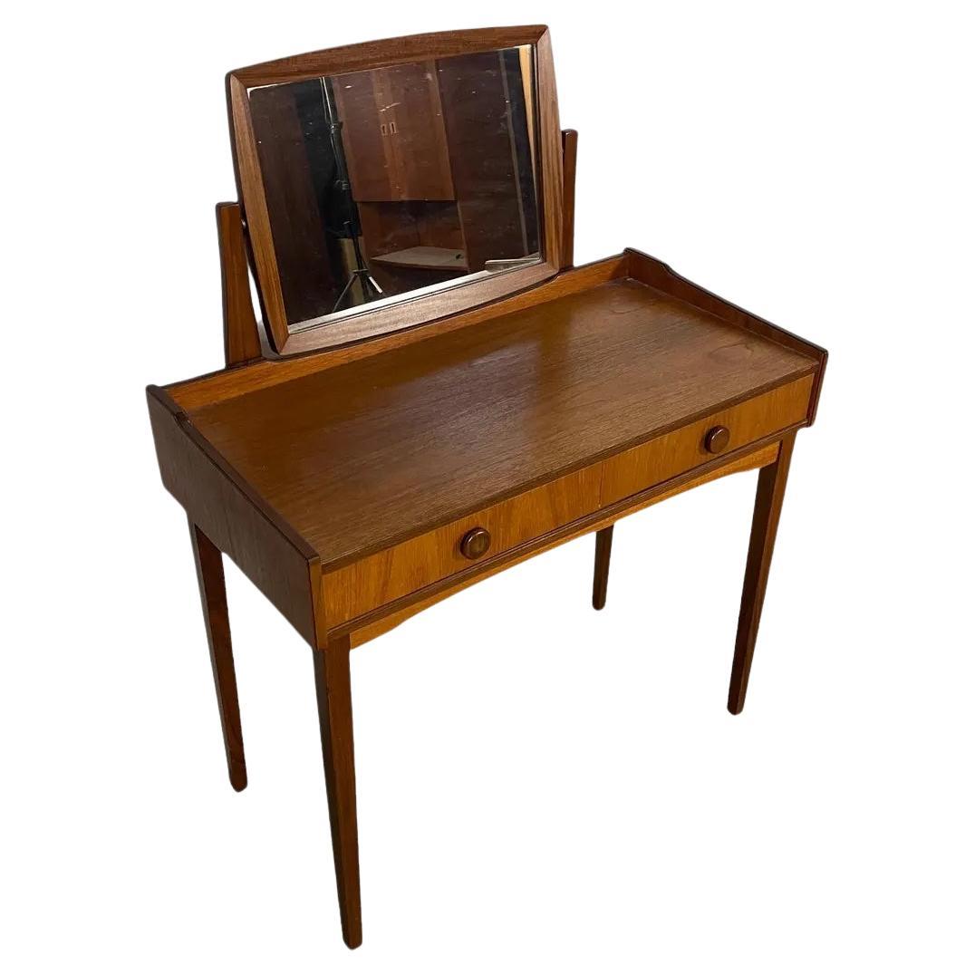Mid Century Danish Modern Vanity Desk Table with Mirror