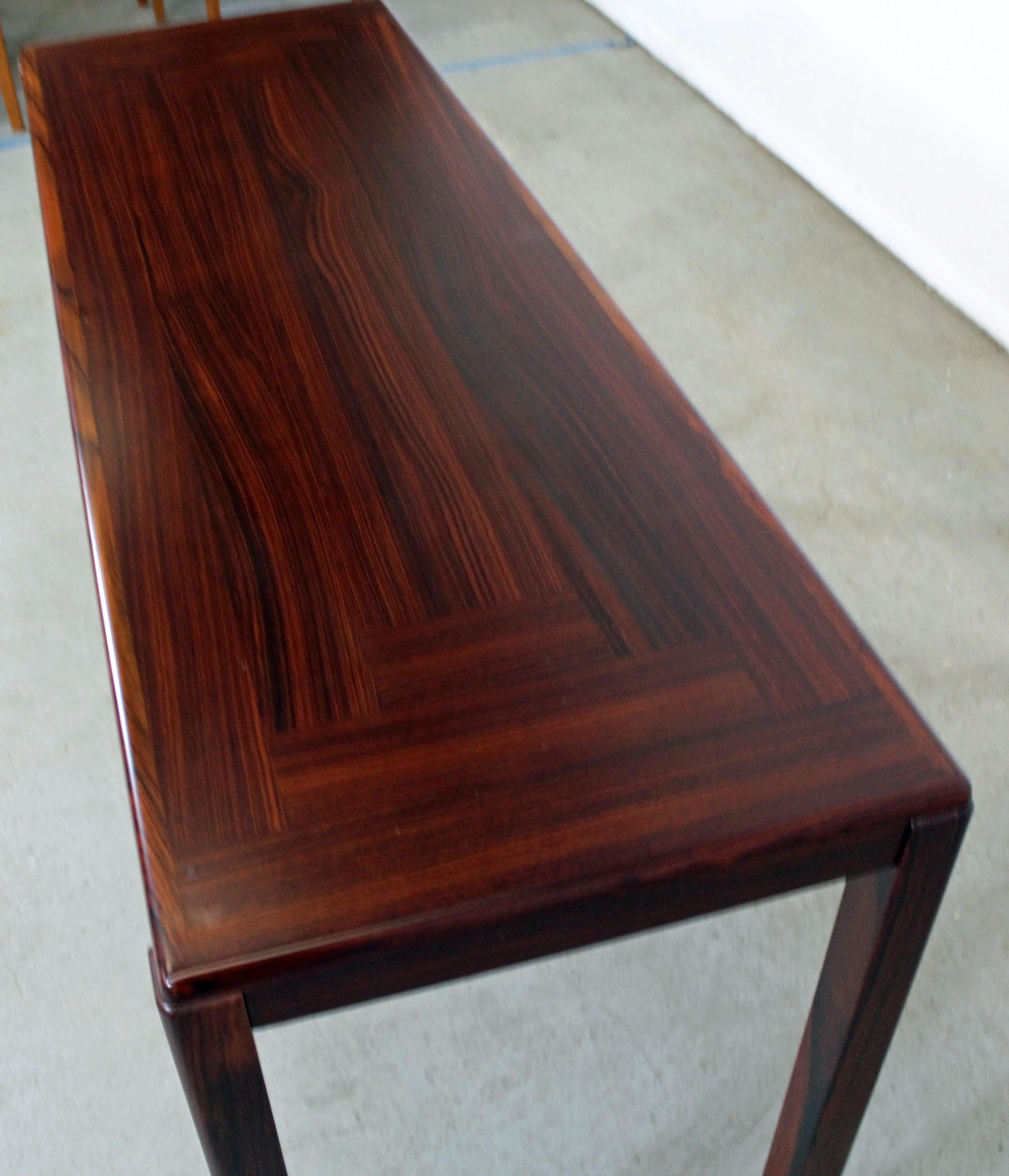 Midcentury Danish Modern Vejle Stole Parquet Top Rosewood Console Table In Good Condition In Wilmington, DE