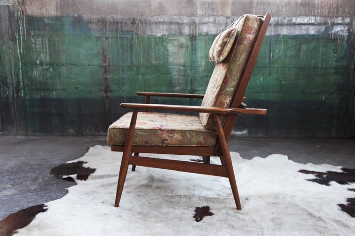 Mid-Century Modern Mid Century Danish Modern Vintage Walnut Lounge Armchair with Ottoman Chair For Sale