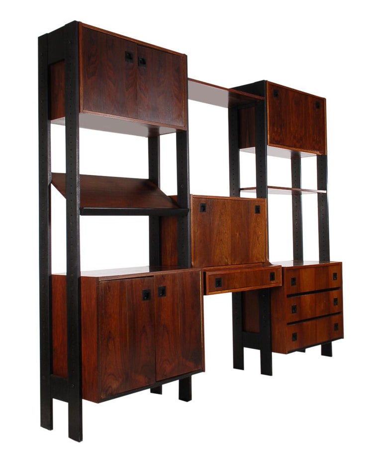 Mid Century Danish Modern Wall Unit or Shelving Unit in Rosewood with