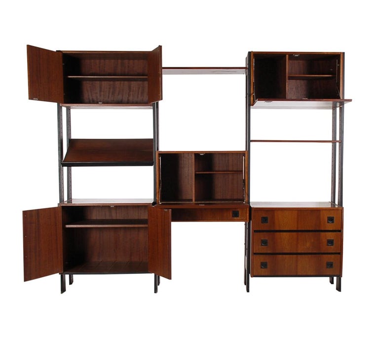 Mid Century Danish Modern Wall Unit Or Shelving In Rosewood With Desk