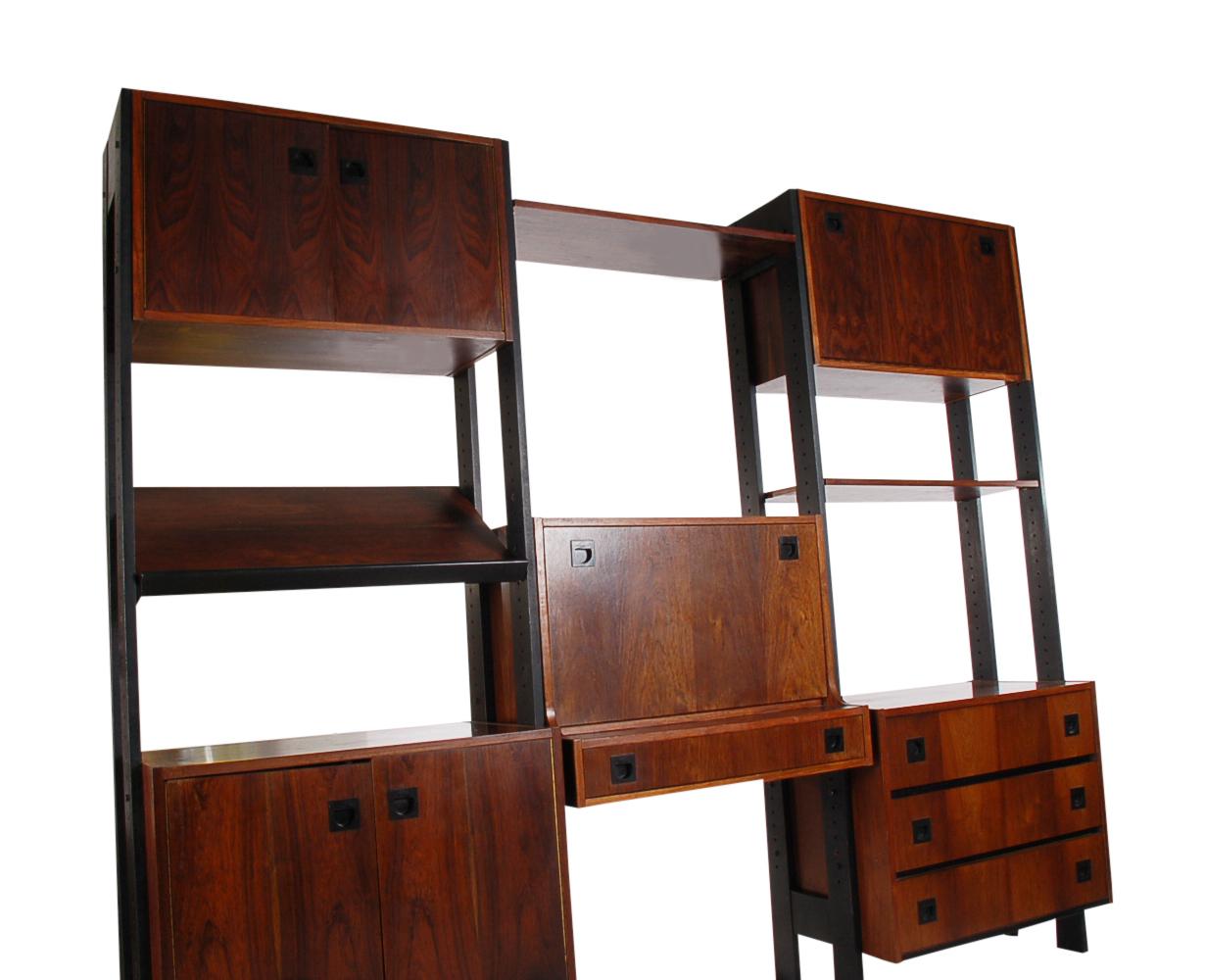 Scandinavian Modern Mid Century Danish Modern Wall Unit or Shelving Unit in Rosewood with Desk