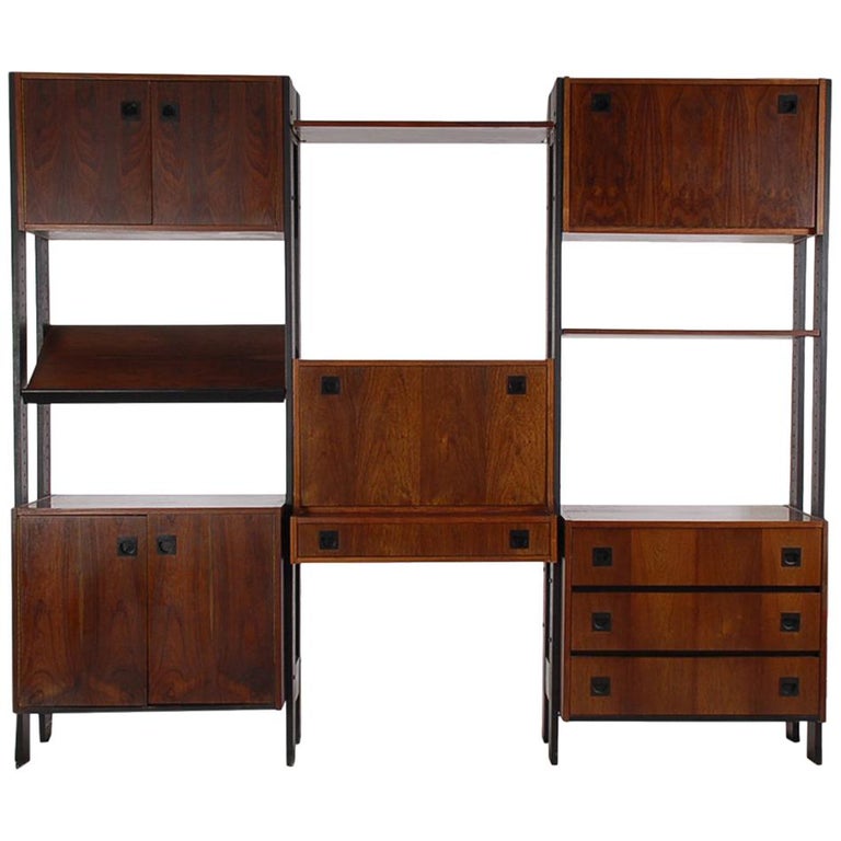 Mid Century Danish Modern Wall Unit Or Shelving Unit In Rosewood