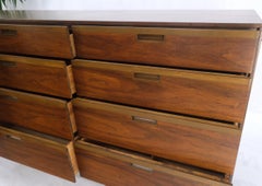 Mid Century Danish Modern Walnut 11 Drawers Dresser Credenza 2 Doors Compartment