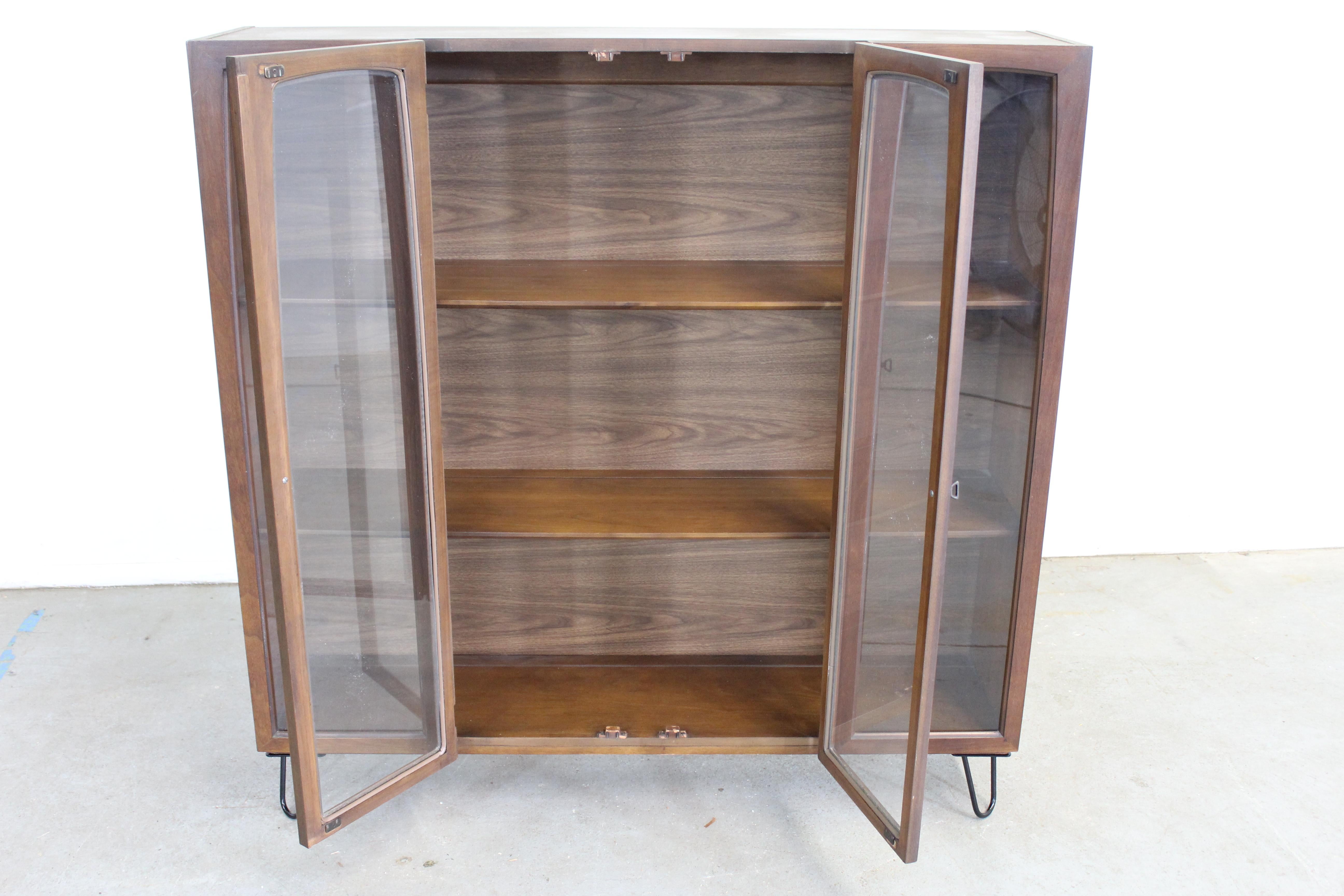 Mid-20th Century Mid Century Danish Modern Walnut Bookcase on Hairpin Legs