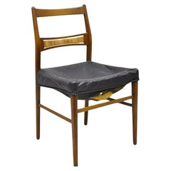 Mid Century Danish Modern Walnut Dining Side Chair with Woven Rattan Back