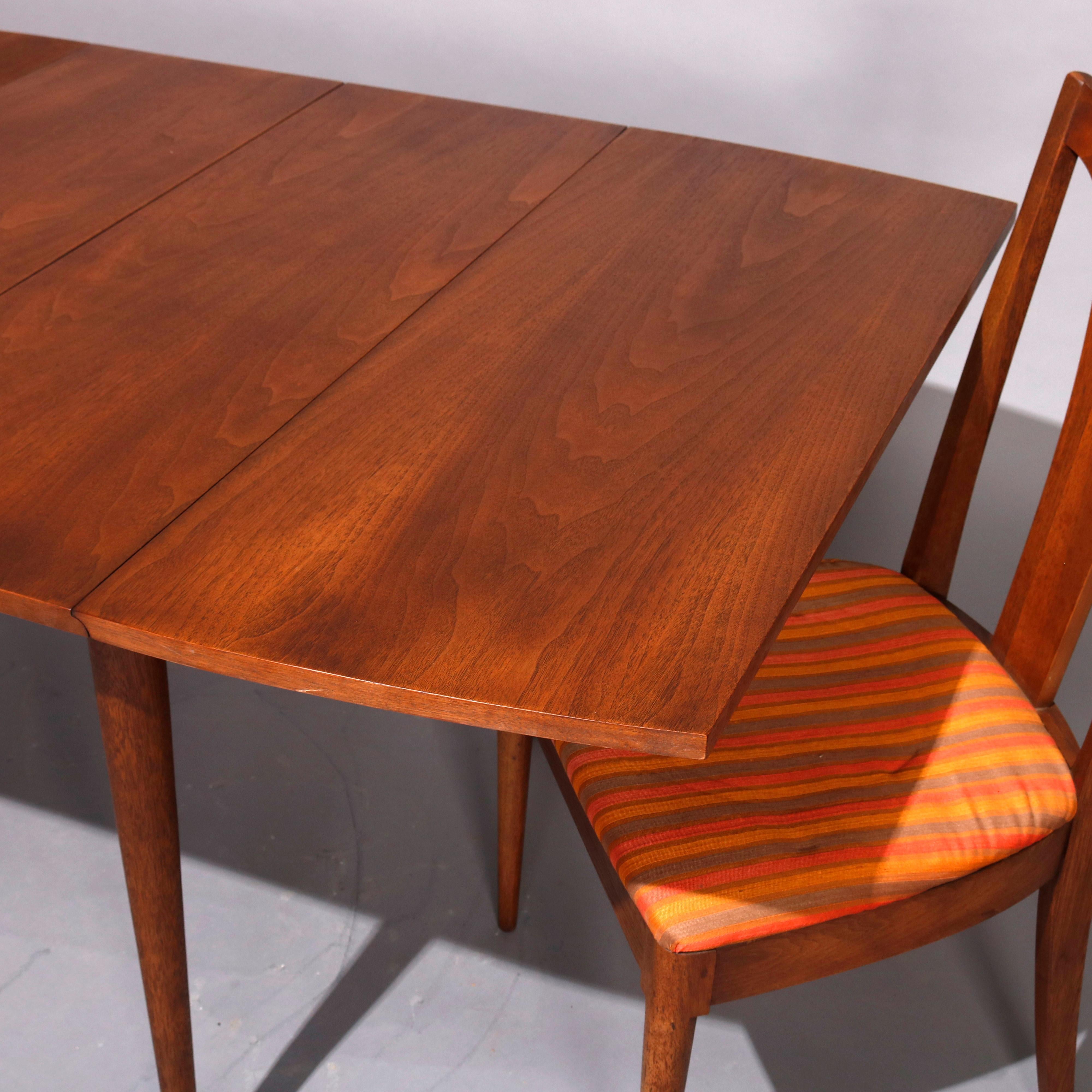 Mid-Century Modern Midcentury Danish Modern Walnut Dining Table & Chairs by Broyhill, 20th Century