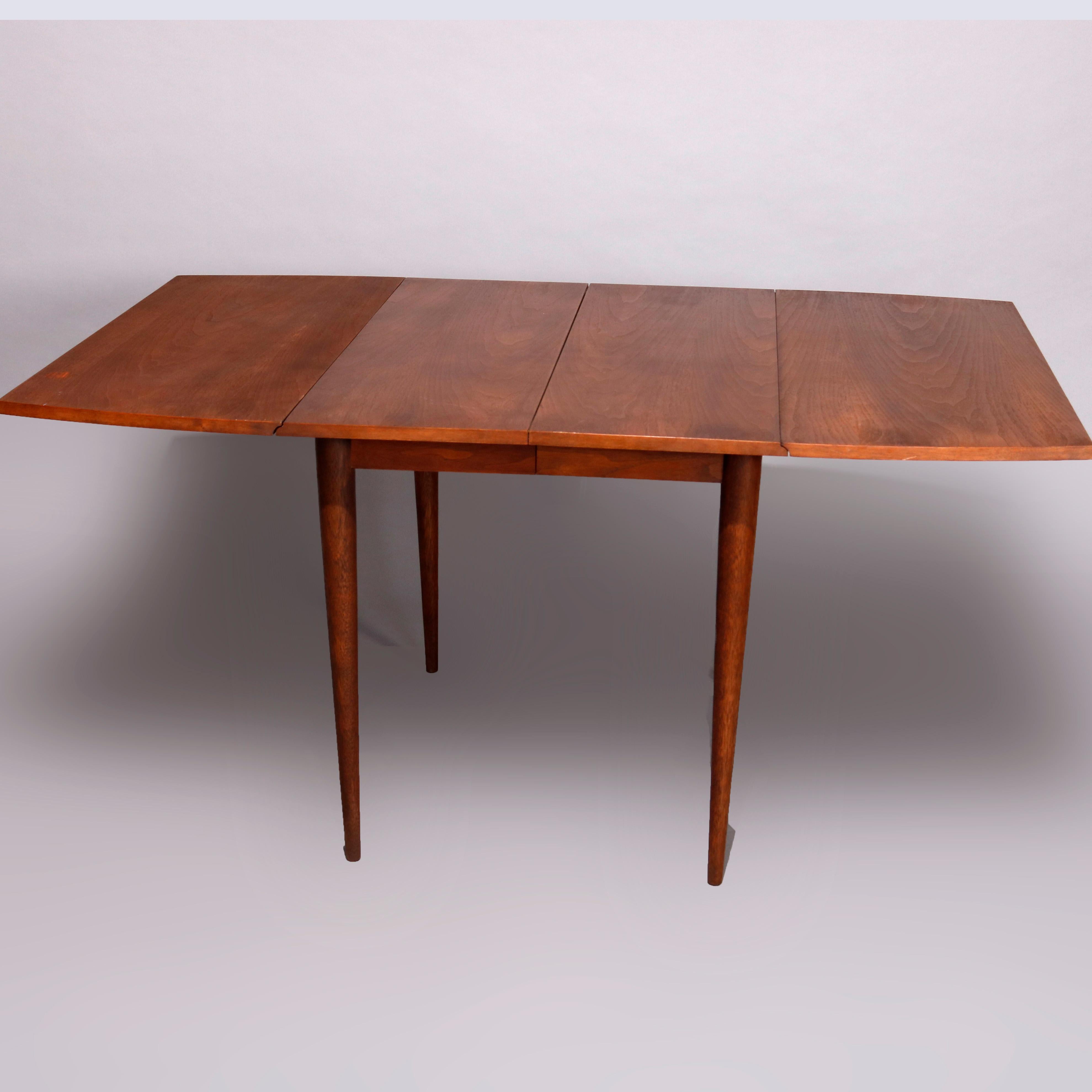 American Midcentury Danish Modern Walnut Dining Table & Chairs by Broyhill, 20th Century