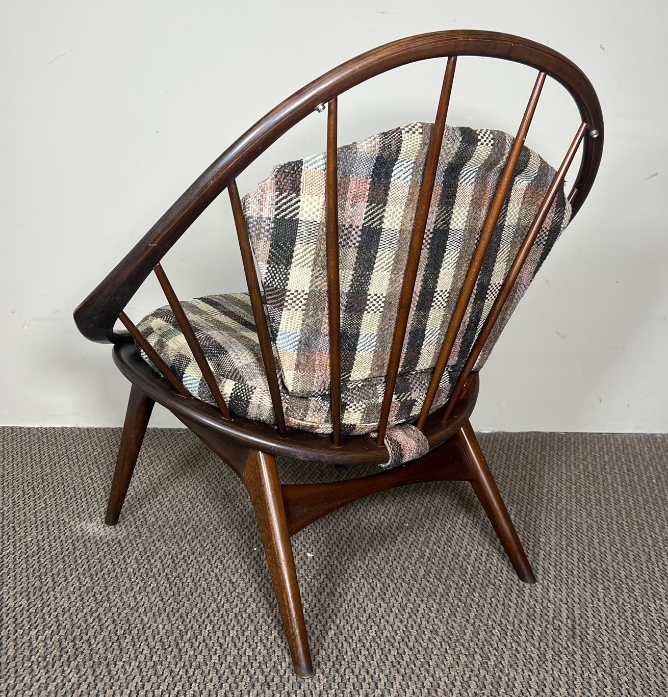 20th Century Mid Century Danish Modern Walnut Hoop Lounge Chair Kofod Larsen Peacock Chair