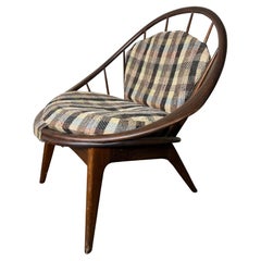 Mid Century Danish Modern Walnut Hoop Lounge Chair Kofod Larsen Peacock Chair
