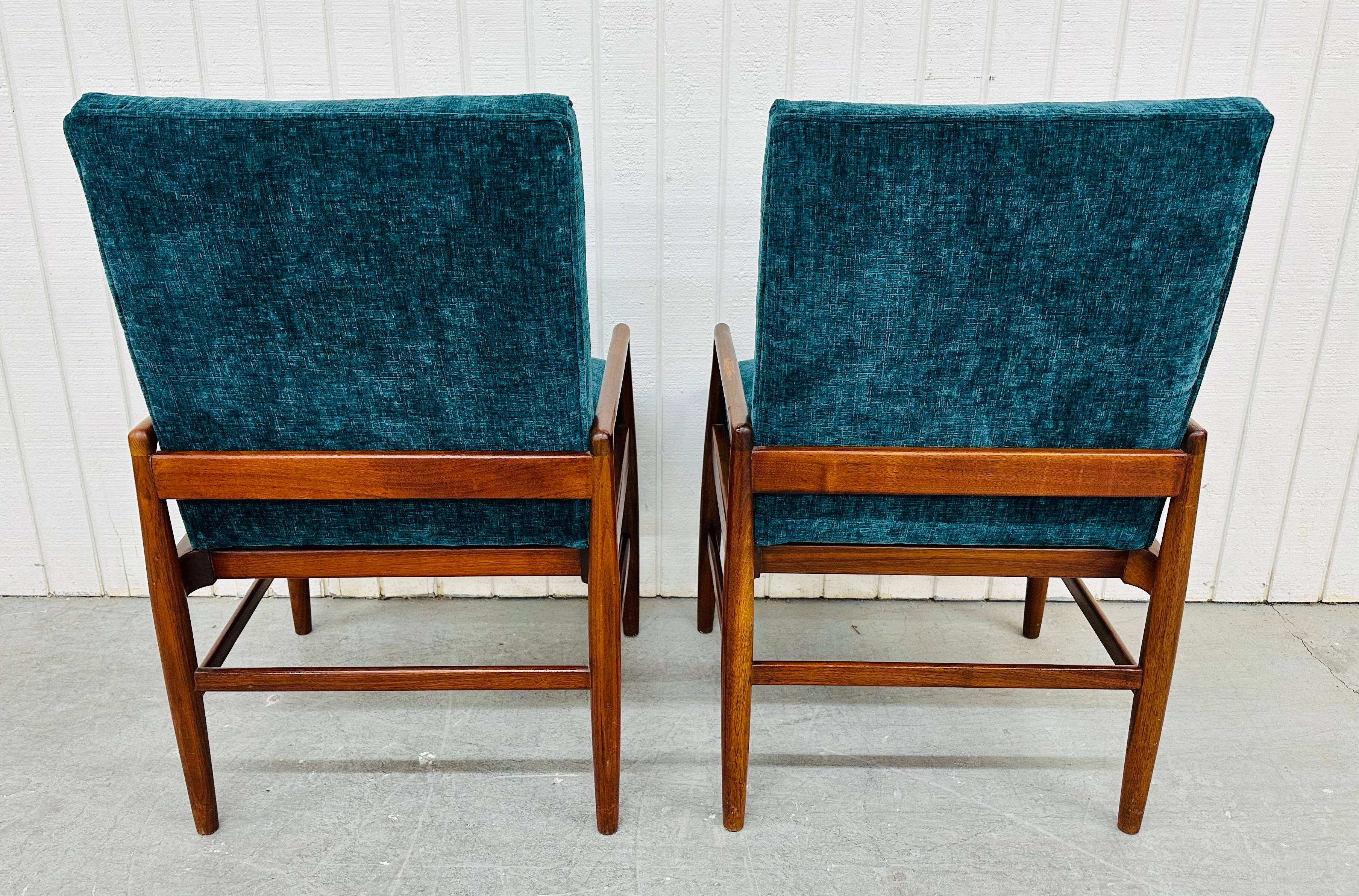 Upholstery Mid-Century Danish Modern Walnut Lounge Chairs - Set of 2 For Sale