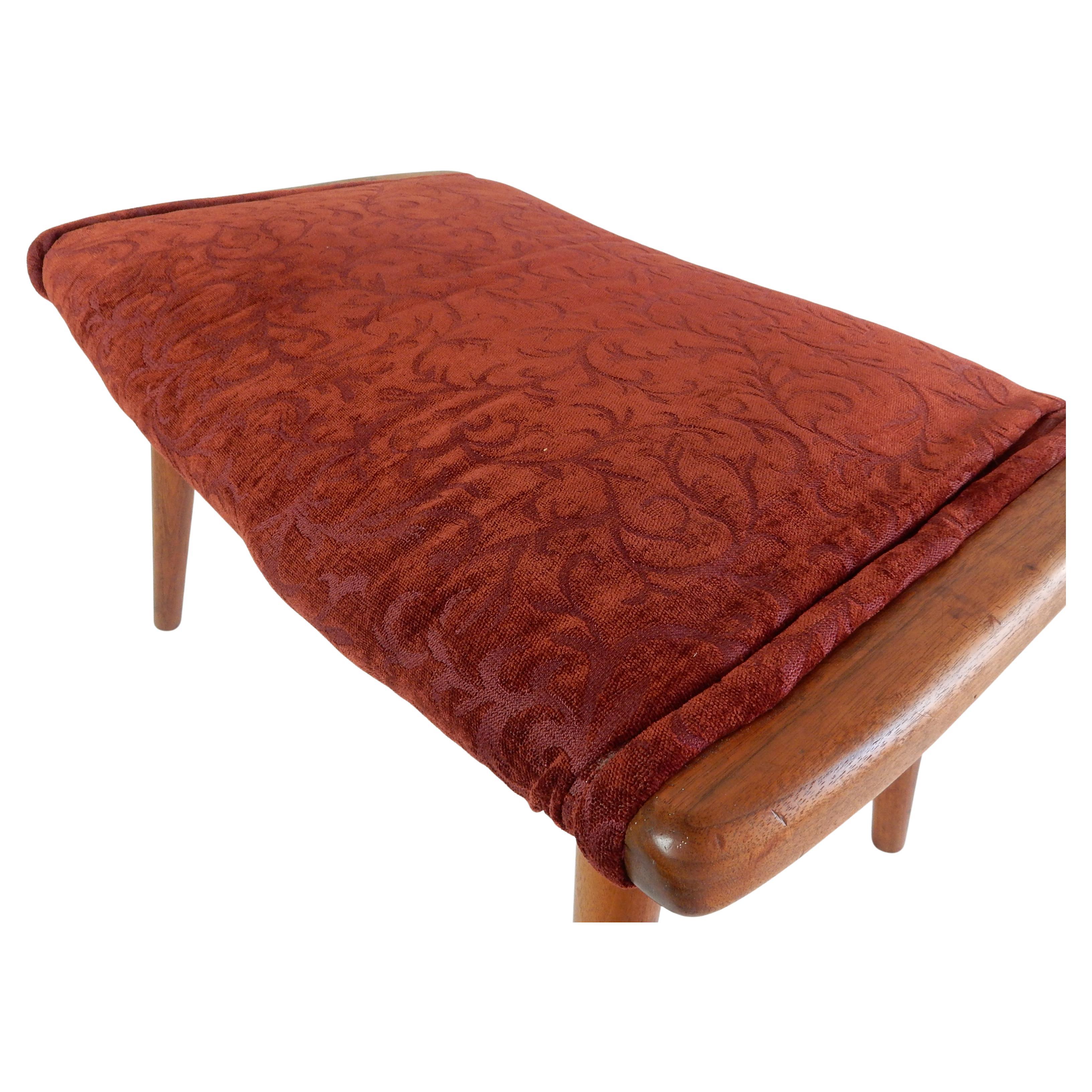 20th Century Mid Century Danish Modern Walnut Papa Chair Ottoman For Sale