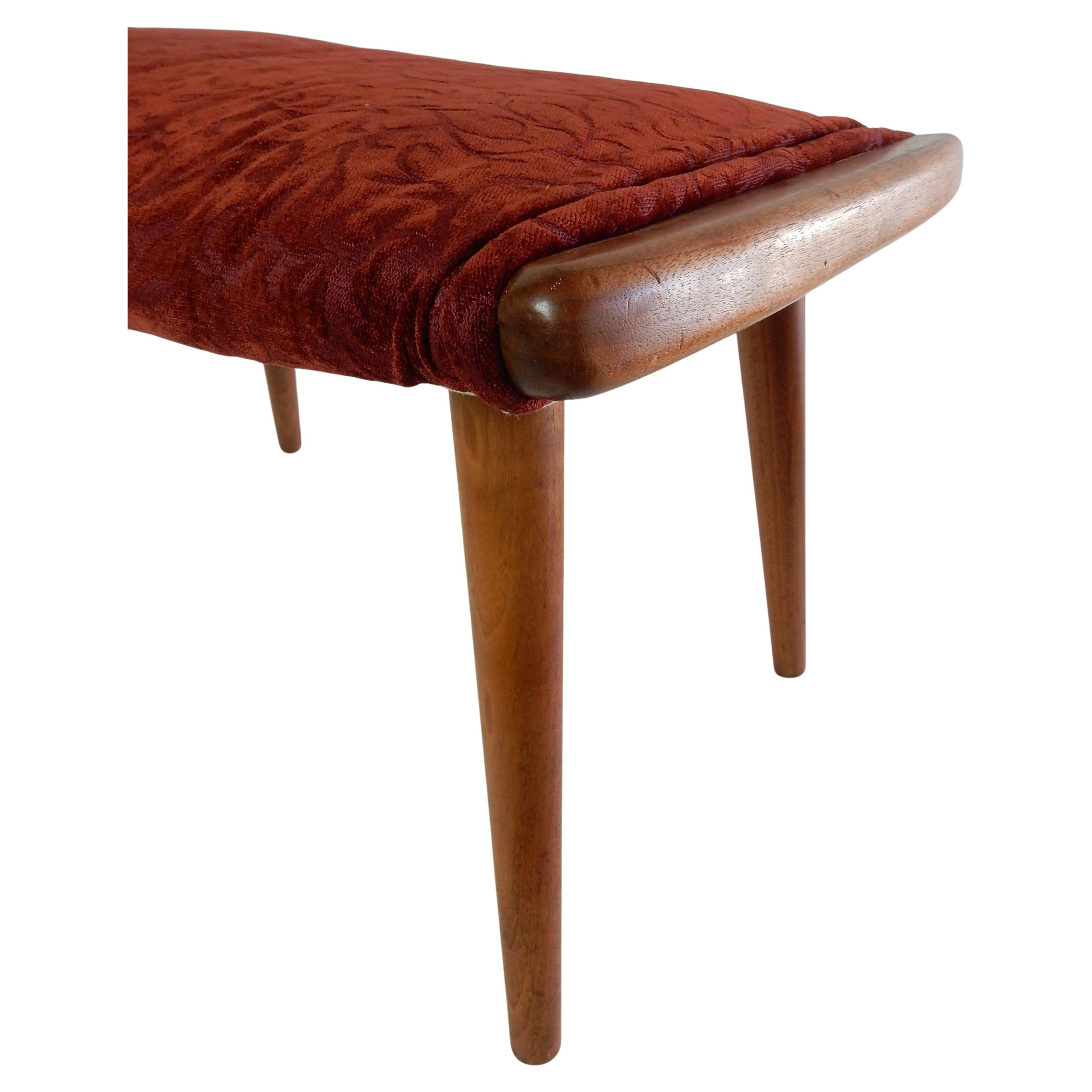 Upholstery Mid Century Danish Modern Walnut Papa Chair Ottoman For Sale