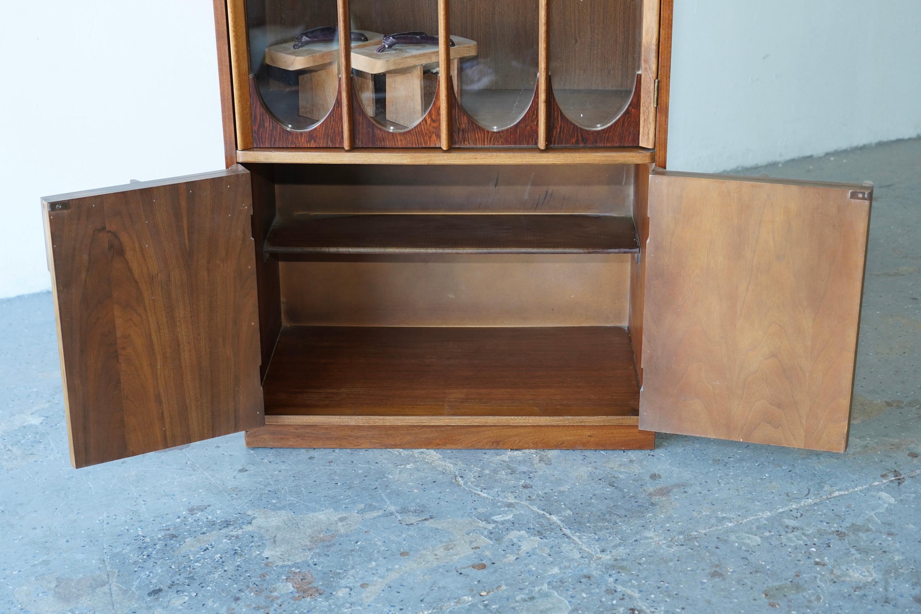 Mid-Century Danish Modern Walnut & Rosewood  Curio Display China Cabinet 4