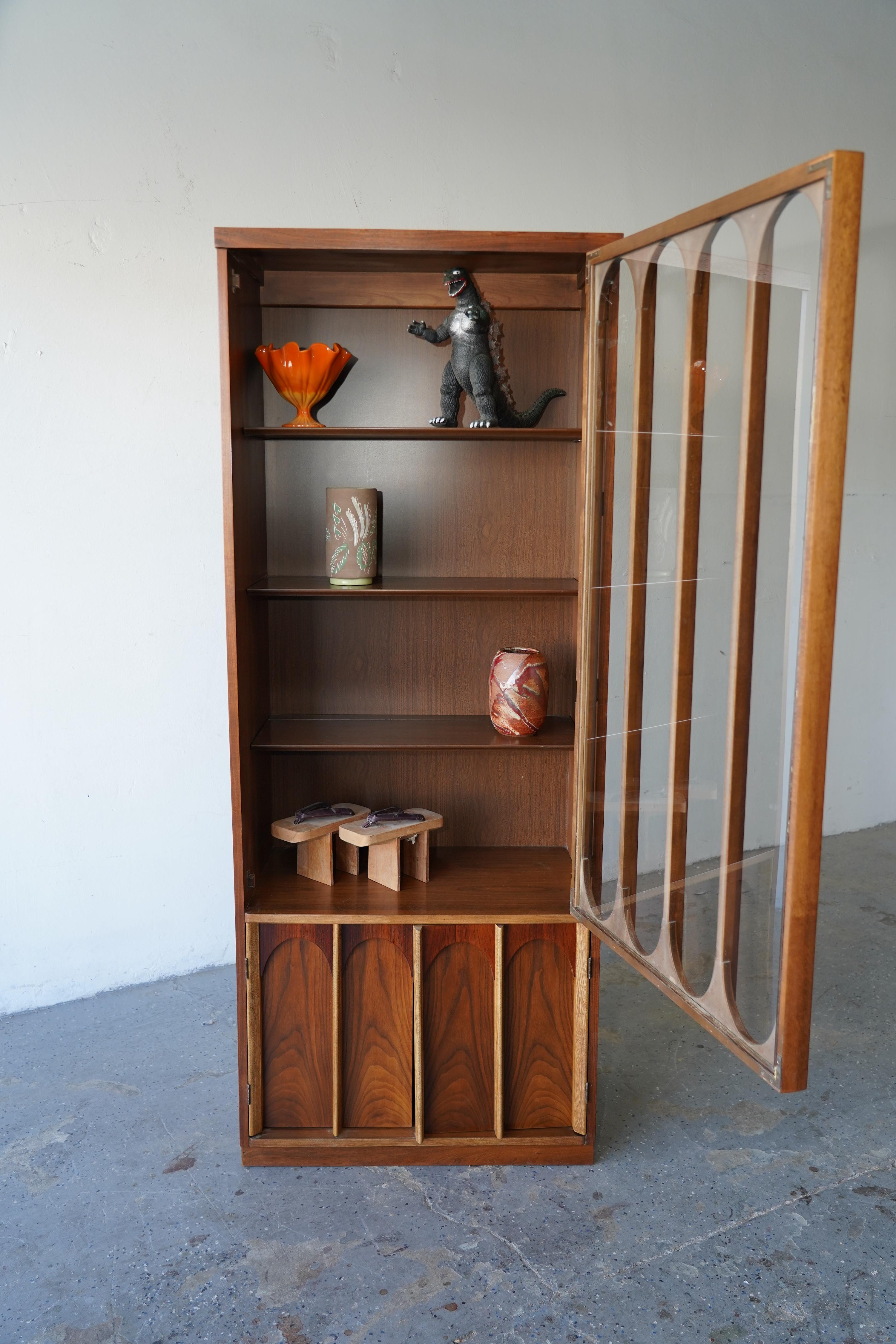 Mid-Century Danish Modern Walnut & Rosewood  Curio Display China Cabinet 5