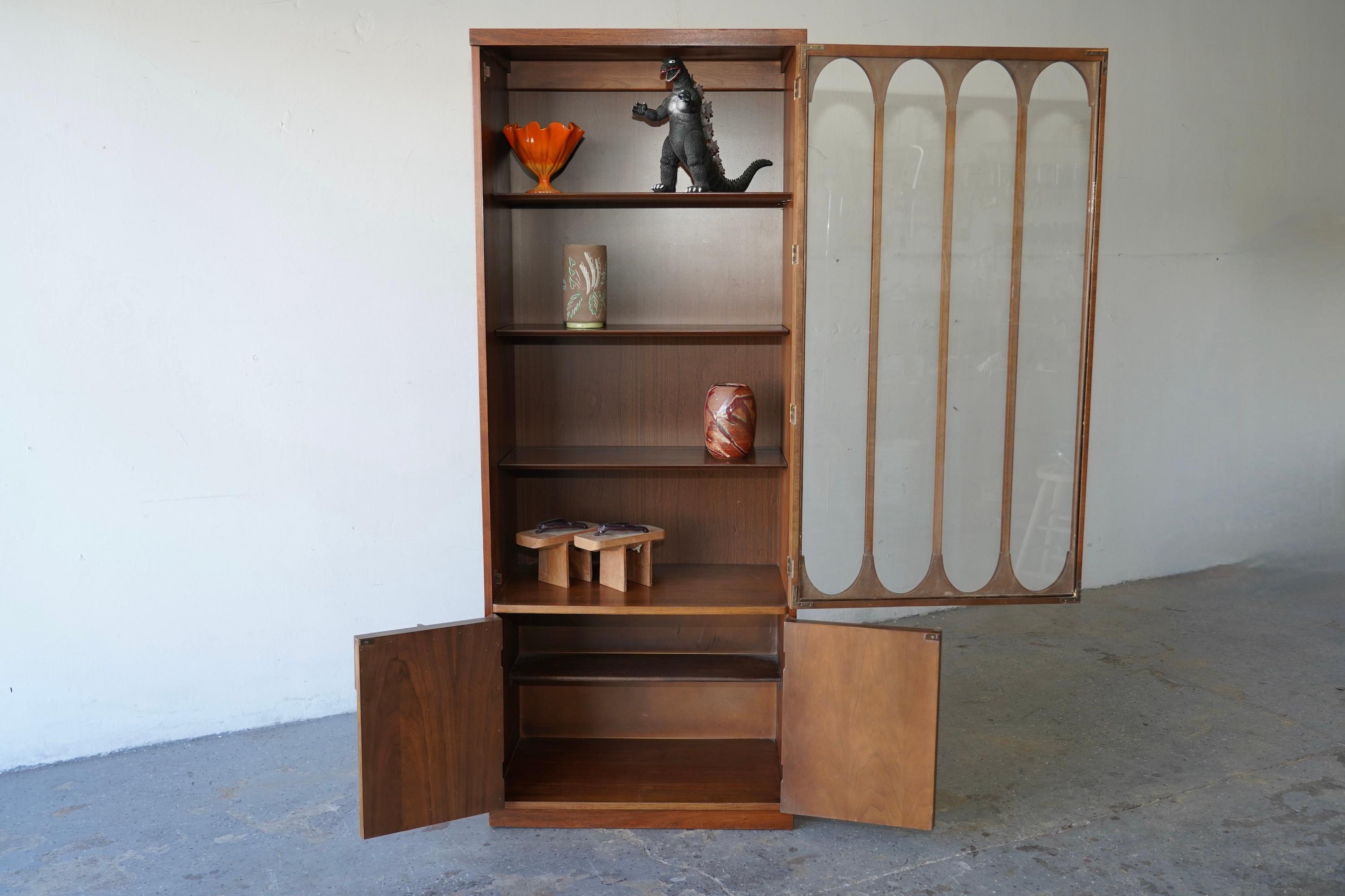 Mid-Century Danish Modern Walnut & Rosewood  Curio Display China Cabinet 7