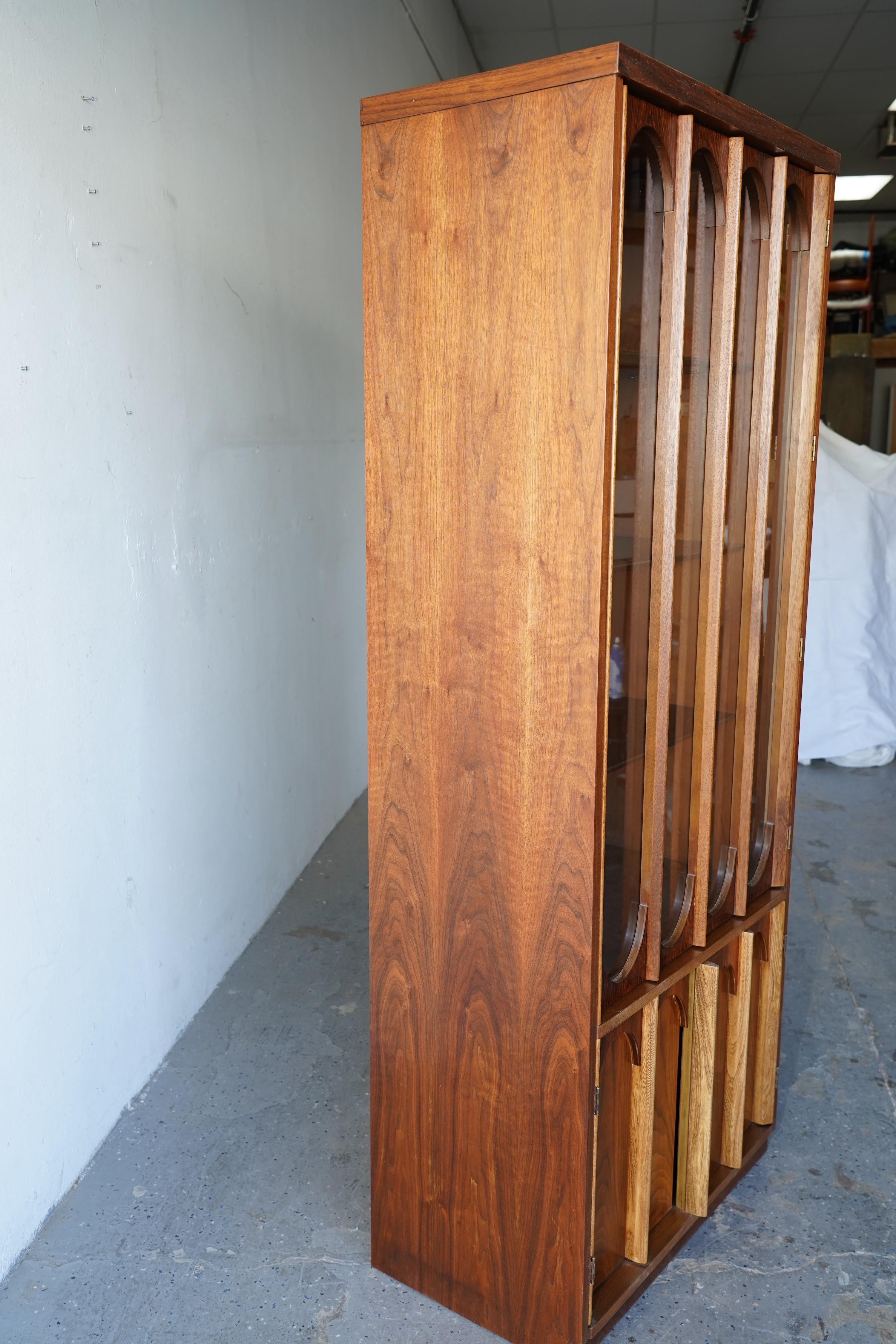 Mid-Century Danish Modern Walnut & Rosewood  Curio Display China Cabinet 8