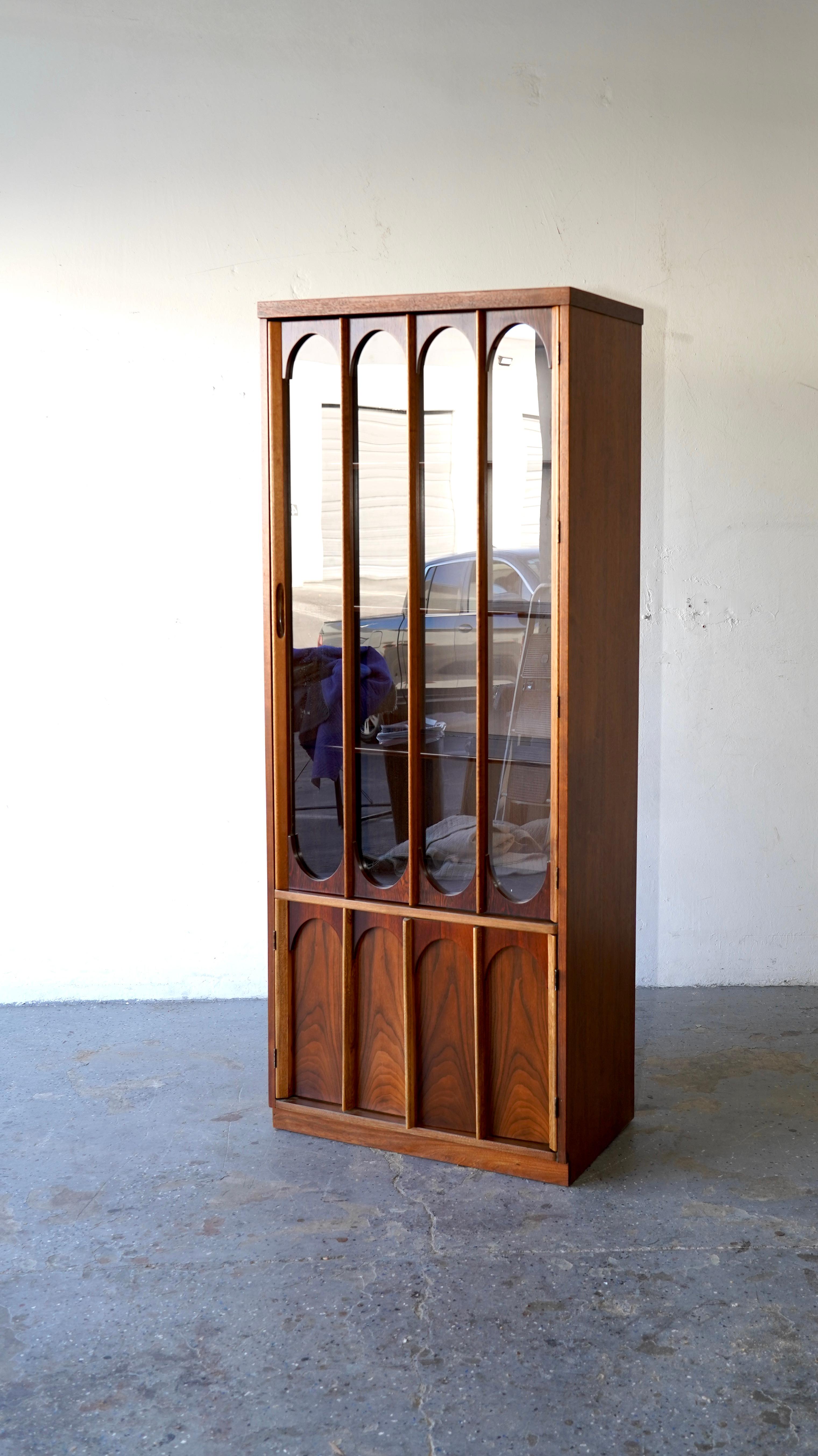 Mid-Century Danish Modern Walnut & Rosewood  Curio Display China Cabinet 11