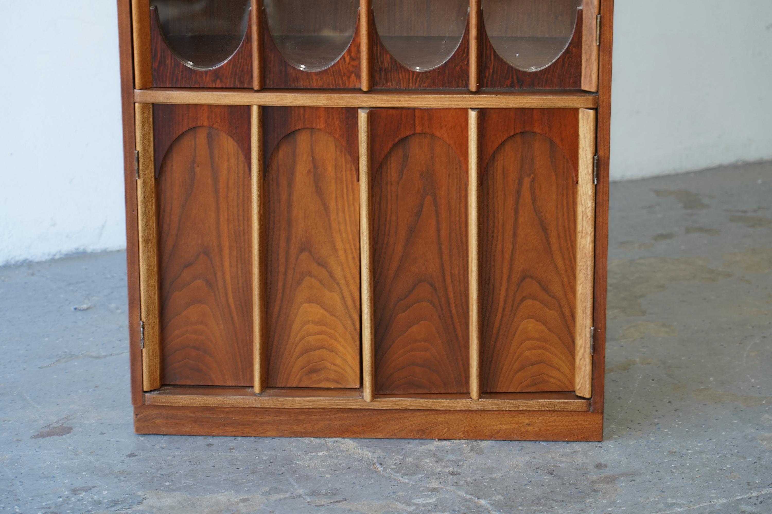 Mid-20th Century Mid-Century Danish Modern Walnut & Rosewood  Curio Display China Cabinet