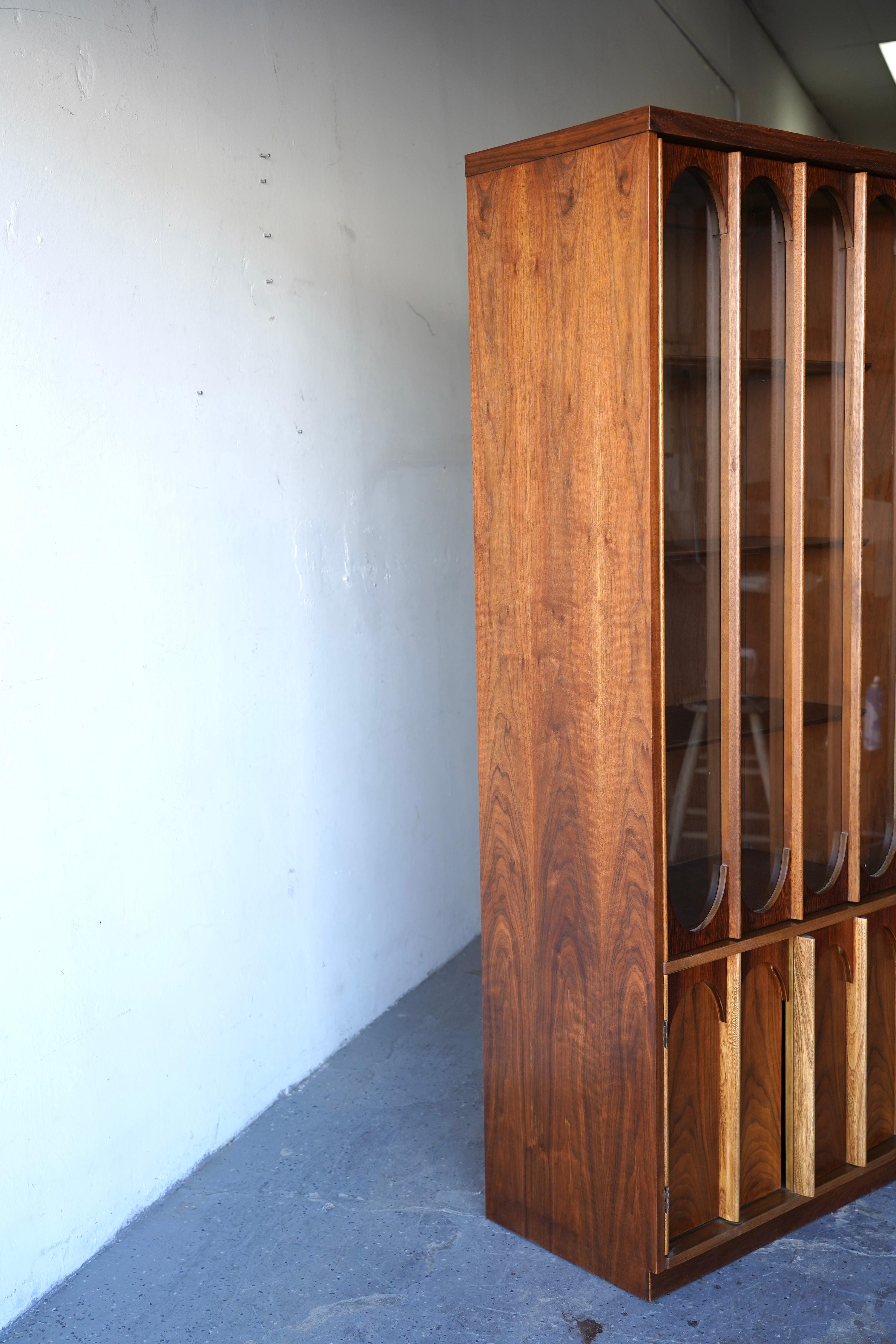 Mid-Century Danish Modern Walnut & Rosewood  Curio Display China Cabinet 2