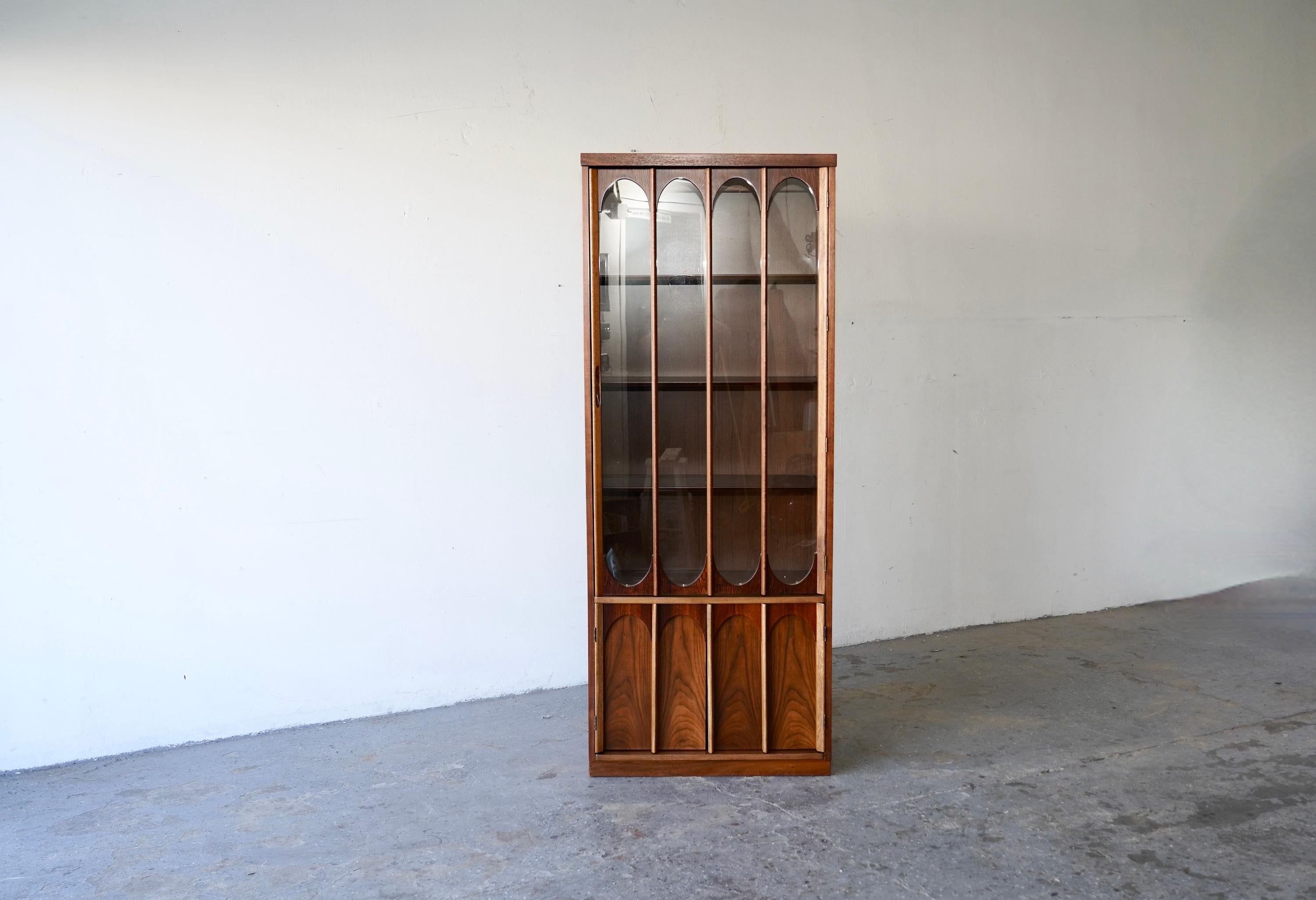 Mid-Century Danish Modern Walnut & Rosewood  Curio Display China Cabinet 3