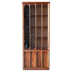 Mid-Century Danish Modern Walnut & Rosewood Curio Display China Cabinet