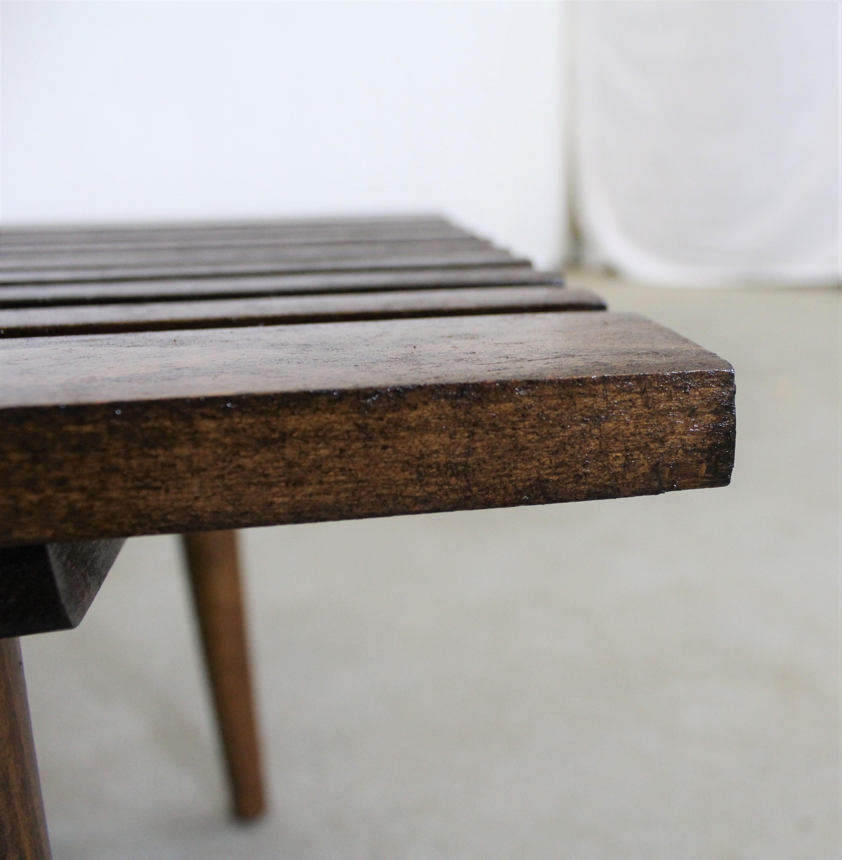 Mid-Century Danish Modern Walnut Slat Bench Coffee Table 6